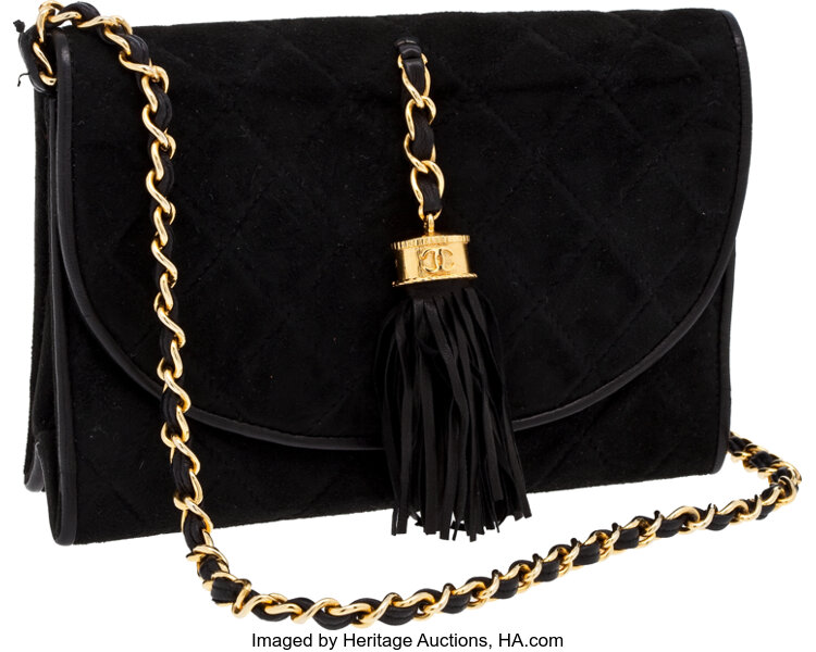 Bonhams : CHANEL BLACK QUILTED LAMBSKIN SHOULDER BAG WITH LEATHER STRAPS  (includes authenticity card, original dust bag)