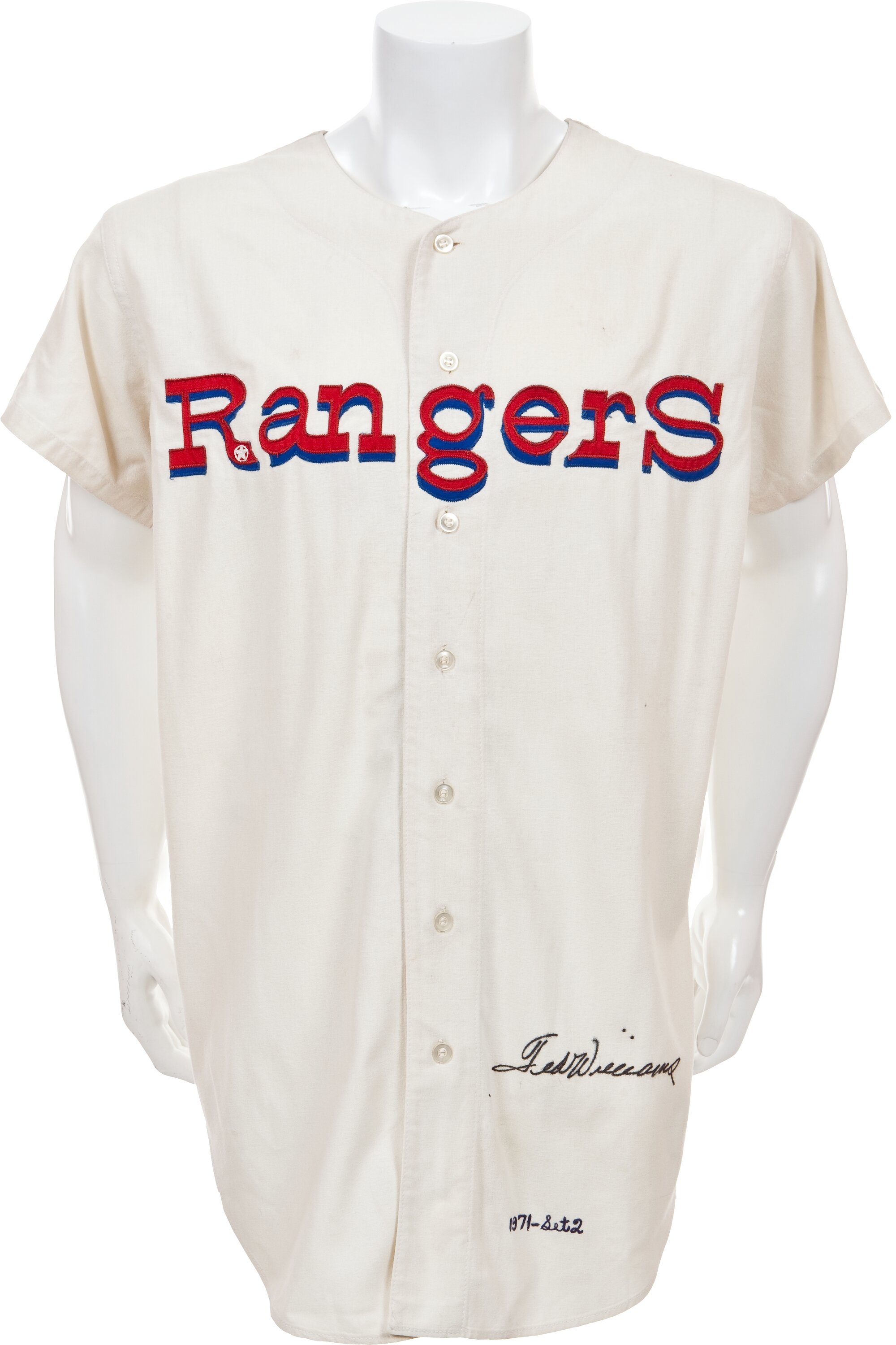 Lot Detail - 1971-72 Ted Williams Washington Senators /Texas Rangers  Game-Used Road Jersey-The Last Major League Flannel Jersey He Ever Wore!