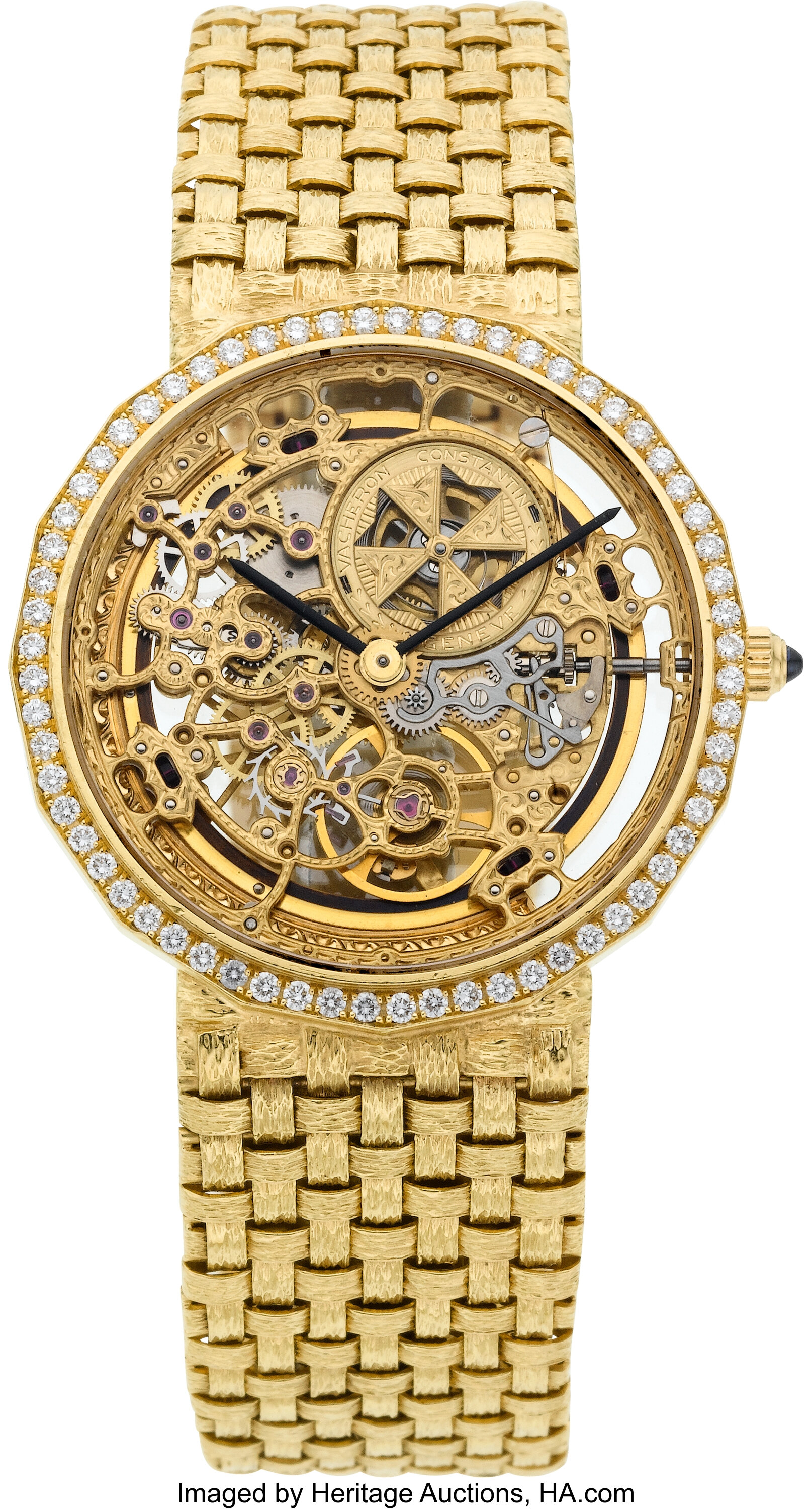 Vacheron Constantin Exceptional Gent s Diamond Set Gold Skeleton