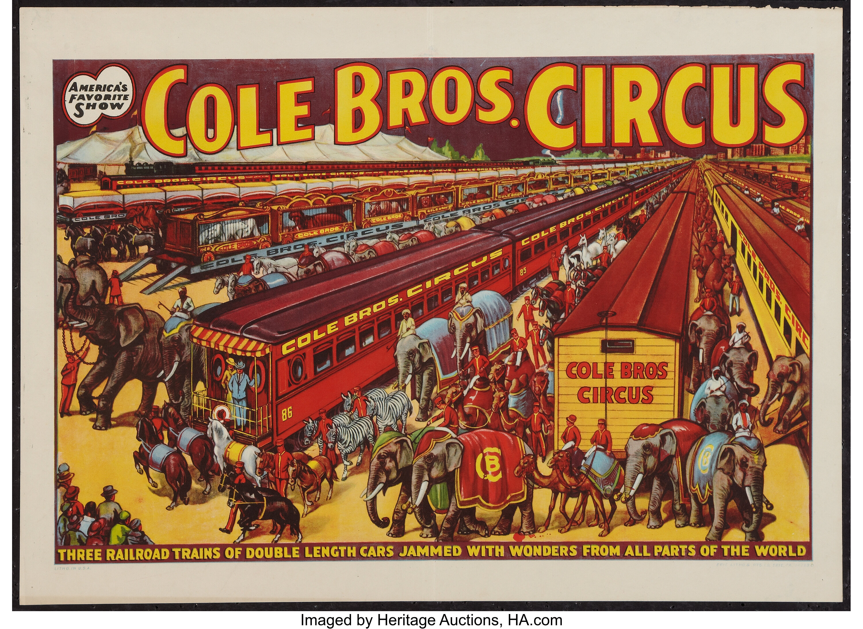 Cole Bros Circus 2022 Schedule Circus Poster (Cole Brothers, 1930S). Poster (20.5" X 28"). | Lot #51117 |  Heritage Auctions