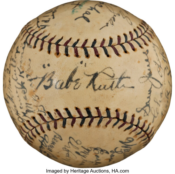 1926 New York Yankees Team Signed Baseball from The Lou Gehrig