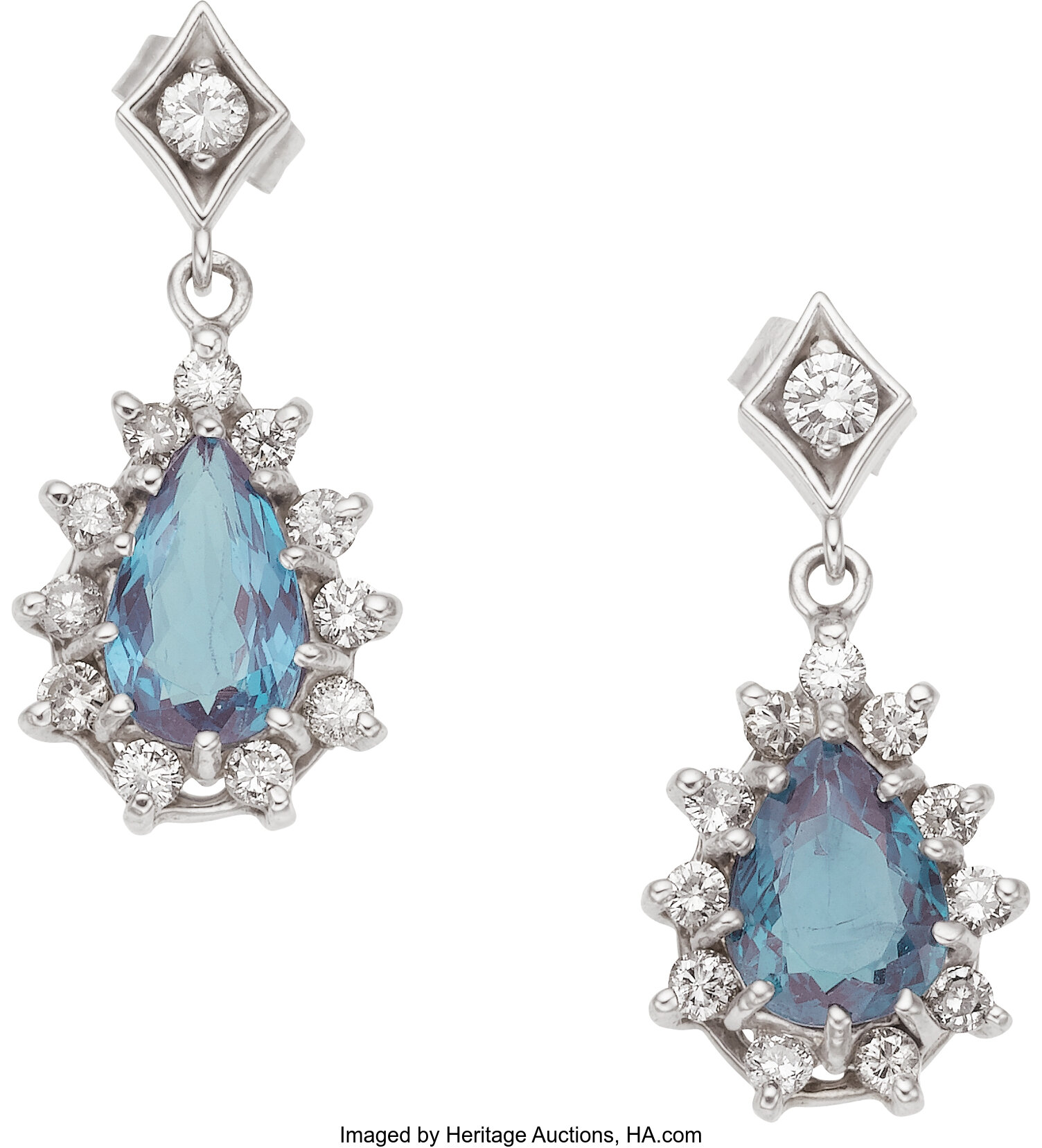 Alexandrite, Diamond, White Gold Earrings. ... Estate Jewelry | Lot ...