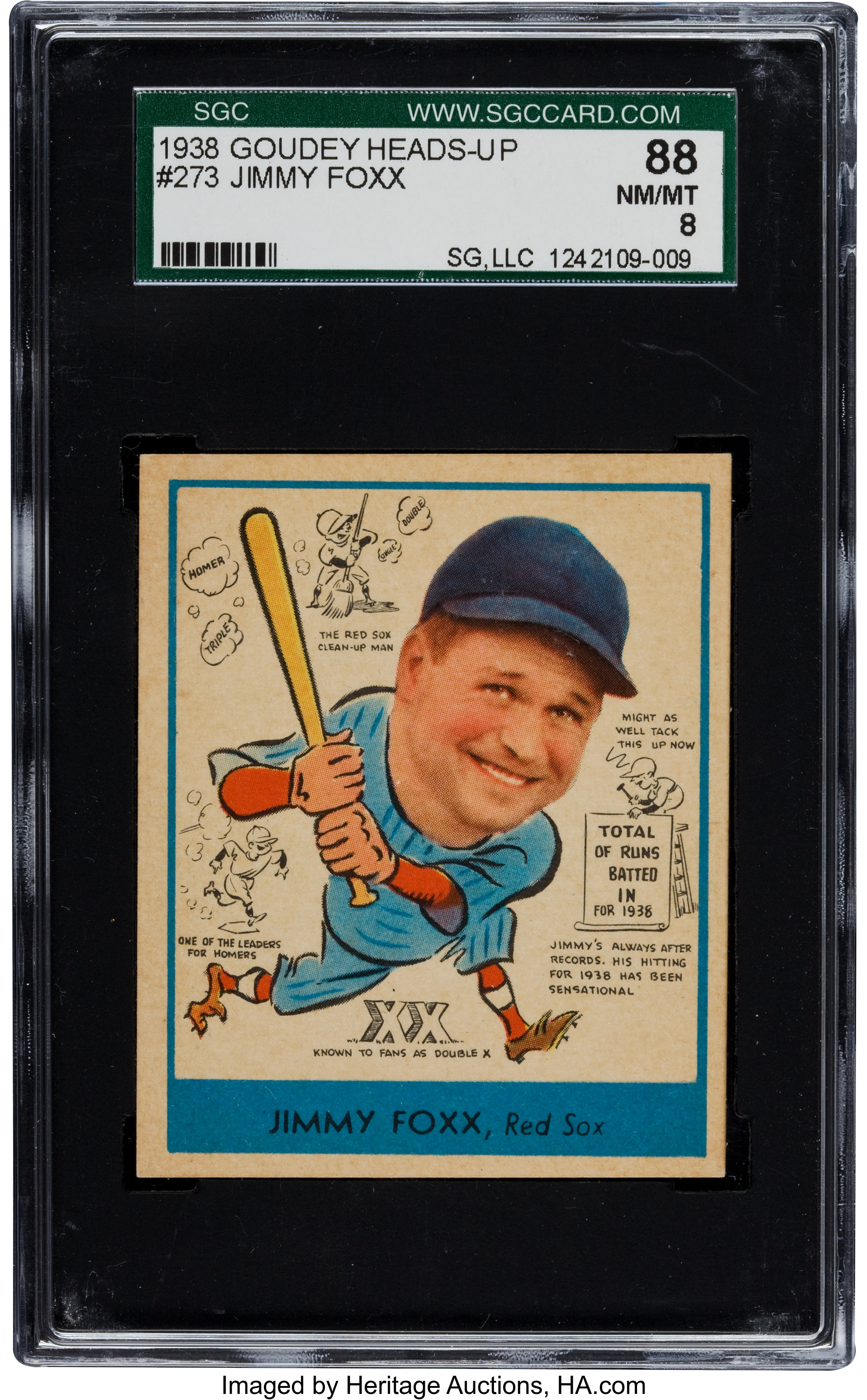 1933 Goudey Jimmy Jimmie Foxx Baseball Card, Graded PSA 2.5, Centered