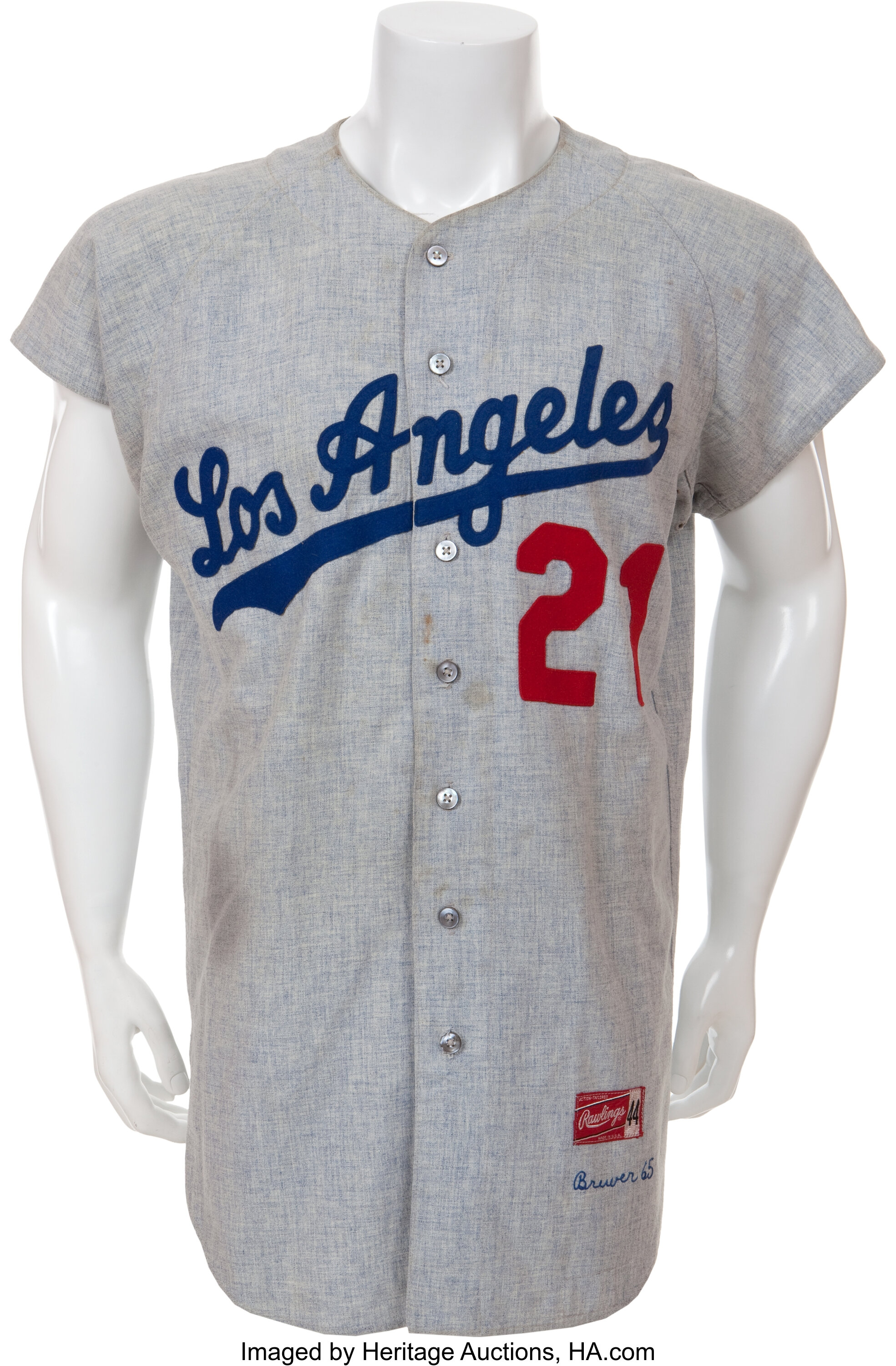 1965 Jim Brewer Game Worn Los Angeles Dodgers Uniform. Baseball, Lot  #81377
