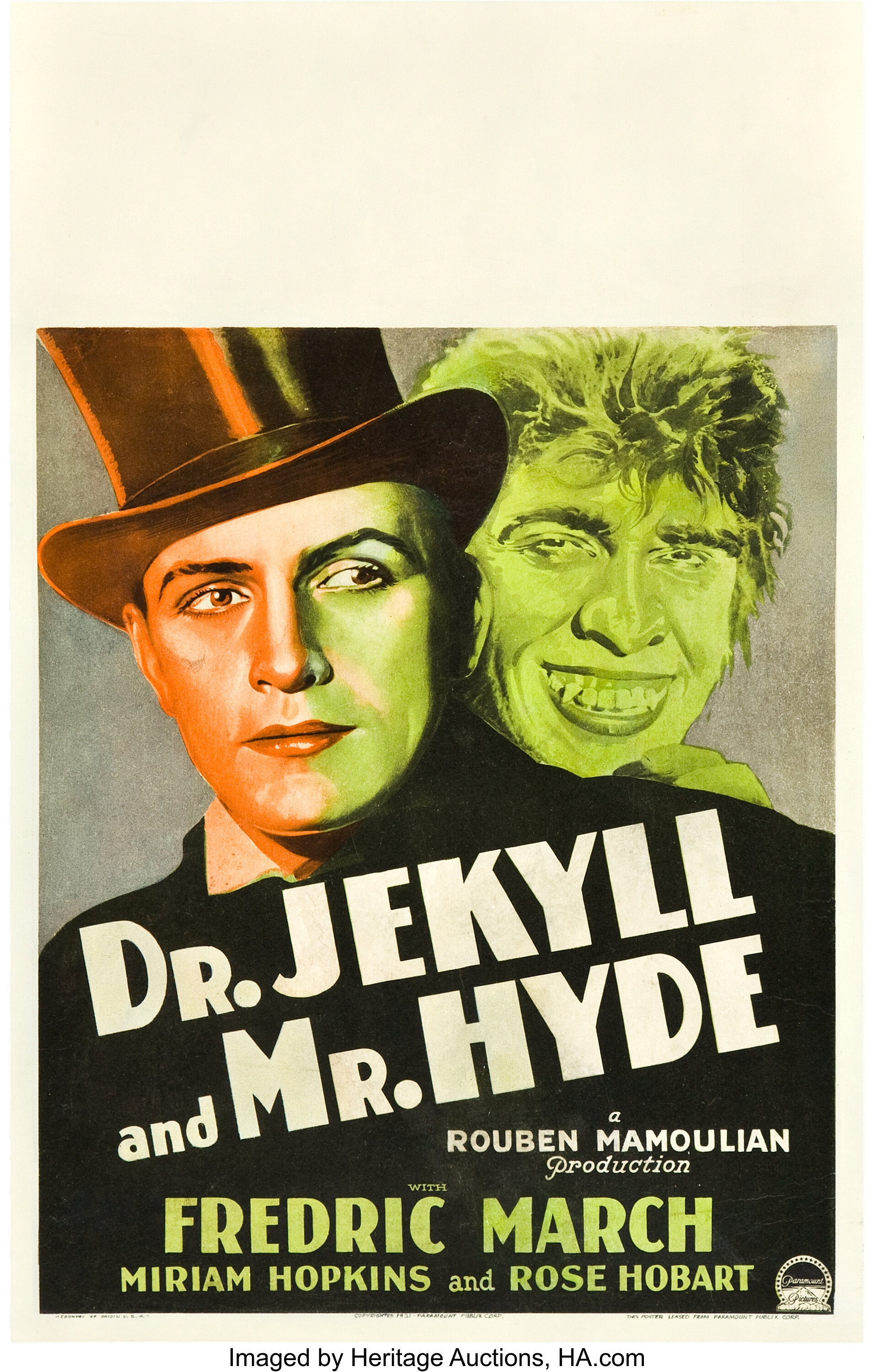 Dr Jekyll And Mr Hyde Paramount 1931 Window Card 14 X Lot 385 Heritage Auctions