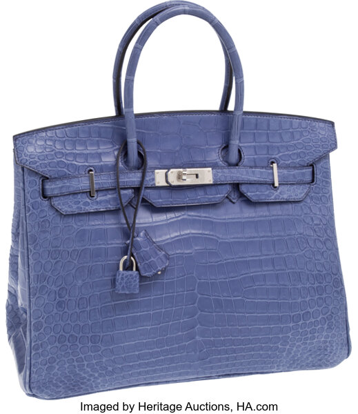 Hermès Blue Brighton Matte Porosus Crocodile Birkin 35 Palladium Hardware  Available For Immediate Sale At Sotheby's