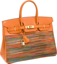 Sold at Auction: Hermes 35cm Brown Leather Custom Hand Painted Birkin