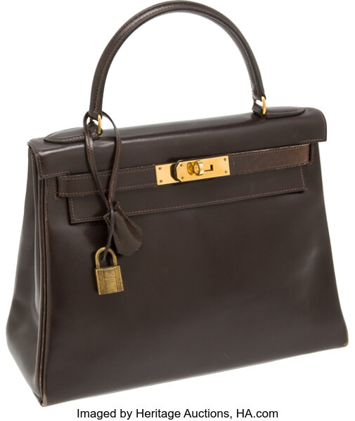 Heritage Vintage: Hermes 28 cm Gold Box Calf Leather Kelly Bag