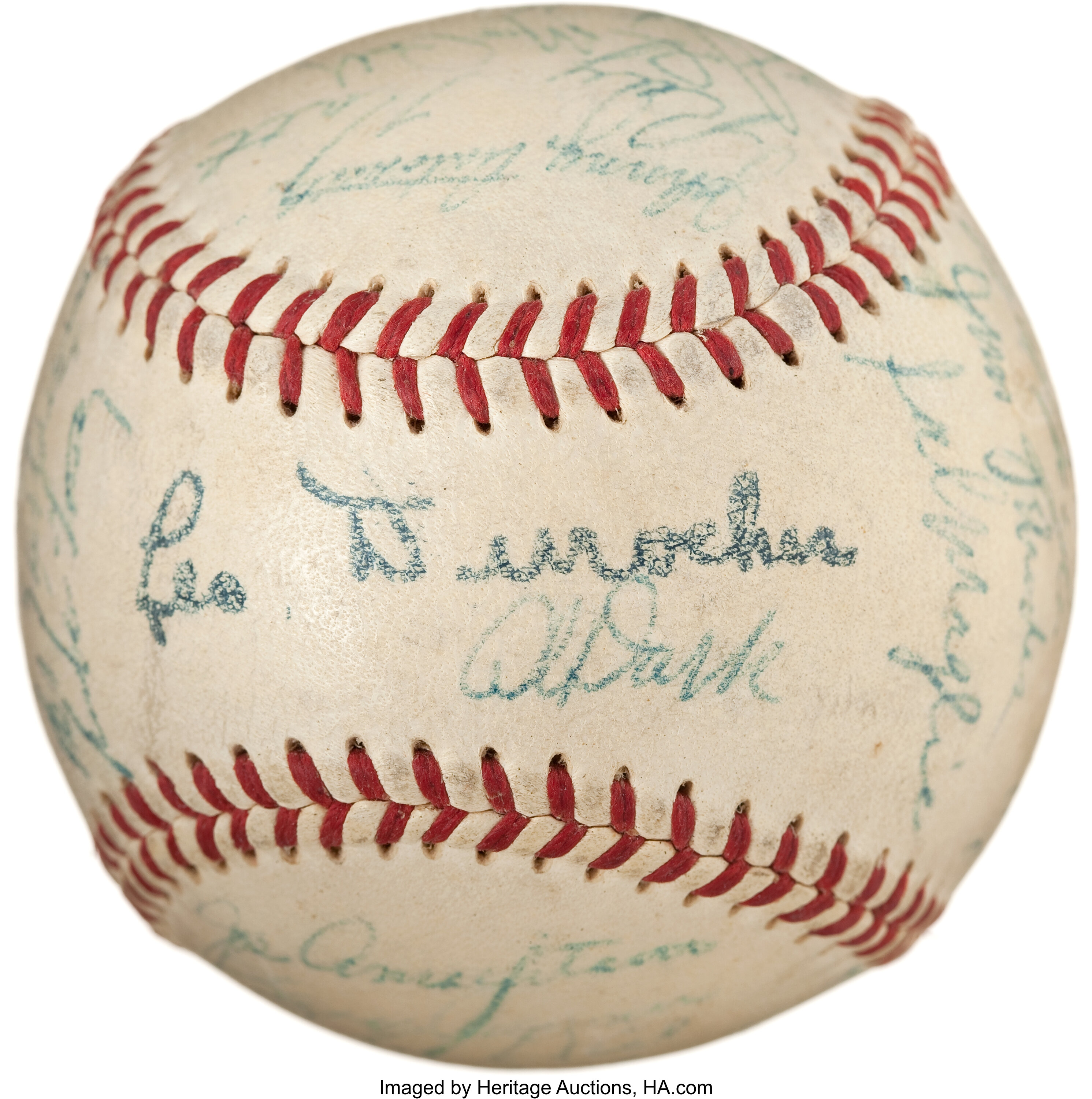 Baseball signed by the 1954 Champion New York Giants Team