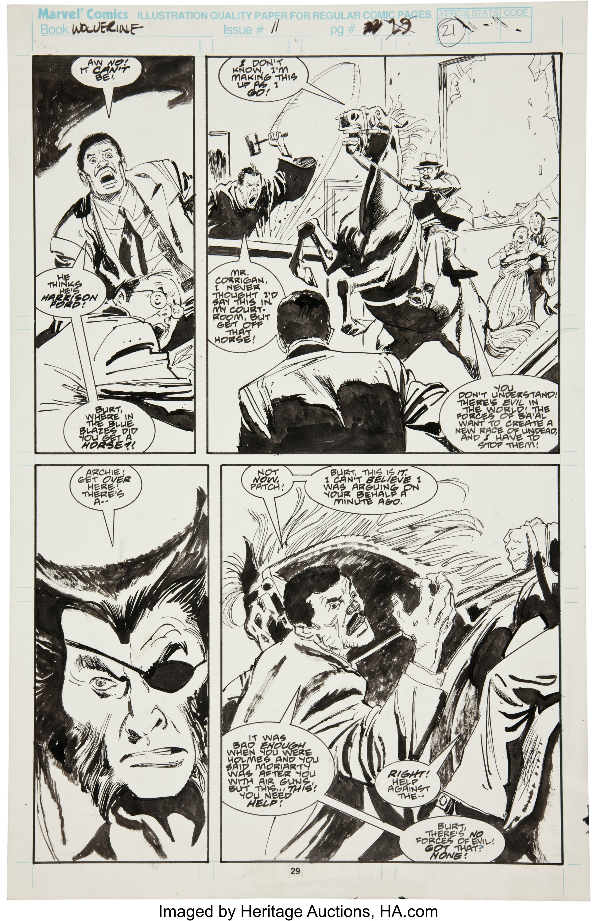 John Buscema and Bill Sienkiewicz Wolverine #11 page 29 Original | Lot ...