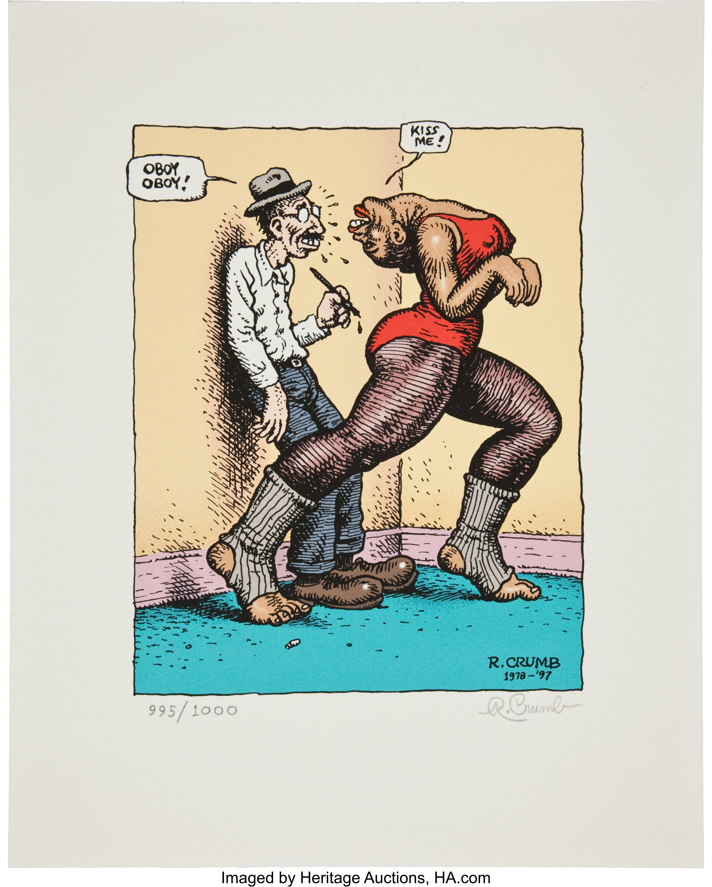 Robert Crumb Crumb Cornered By Devil Girl Signed Serigraph Print Lot 