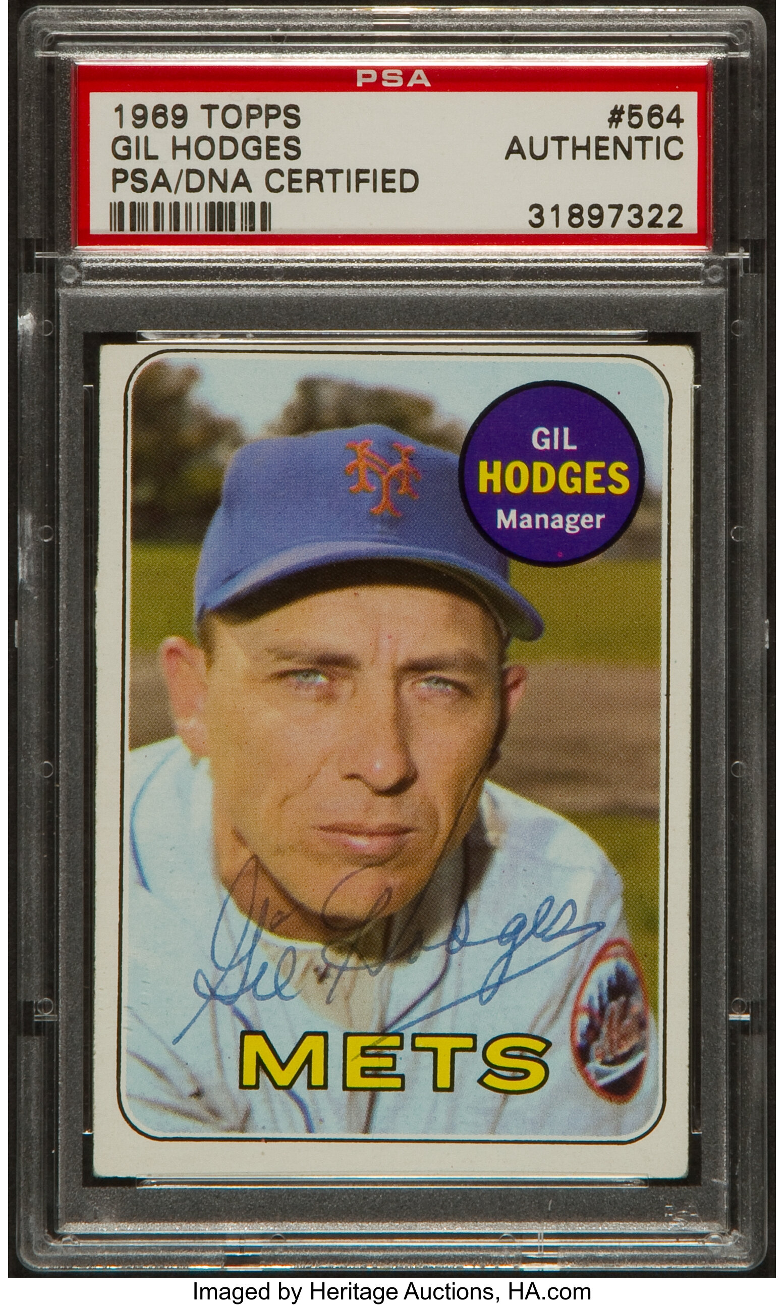 1969 Topps Gil Hodges Signed Card. Baseball Cards Autographs, Lot  #44038