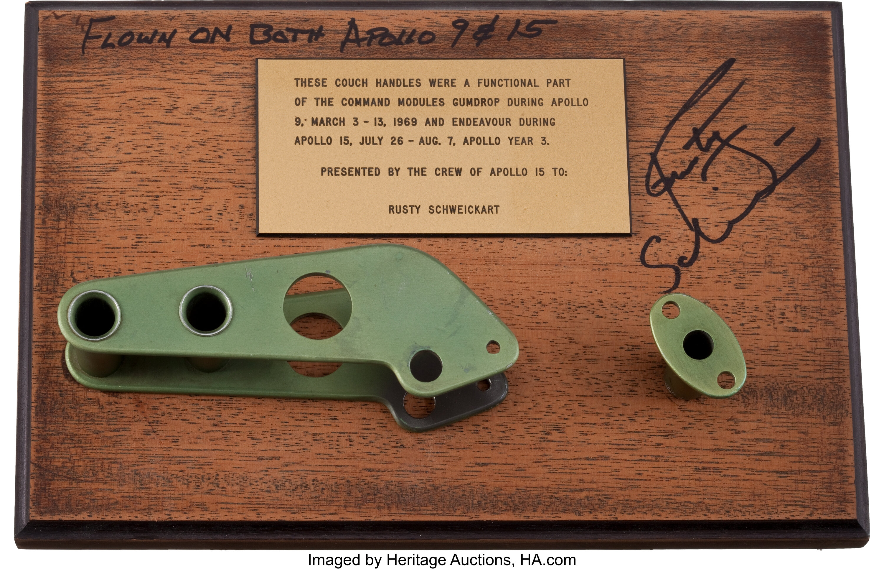 Apollo 9 And Apollo 15 Flown Couch Handles With Rockwell Parts Lot Heritage Auctions