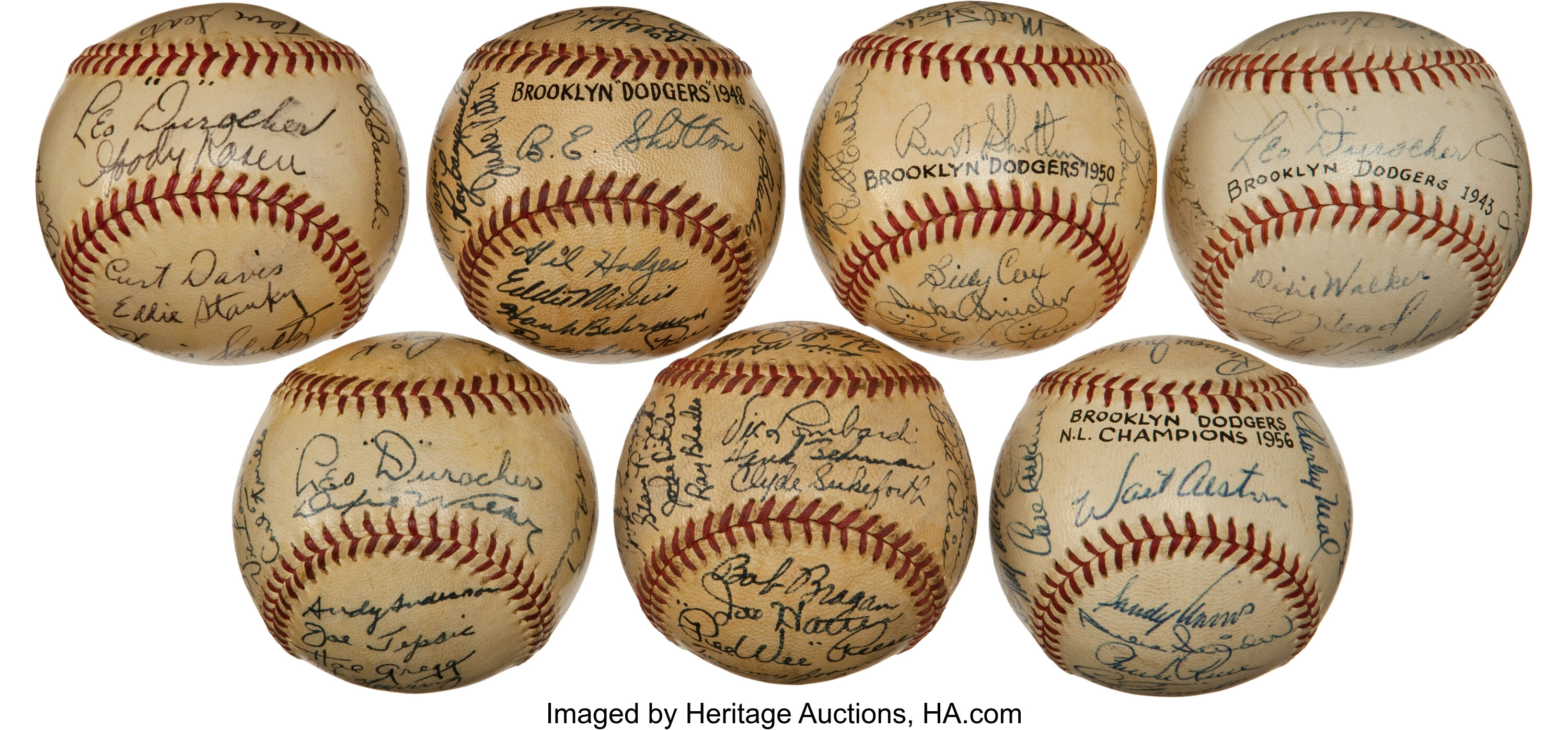 1940's and 1950's Dodgers Clubhouse Signature Team Signed