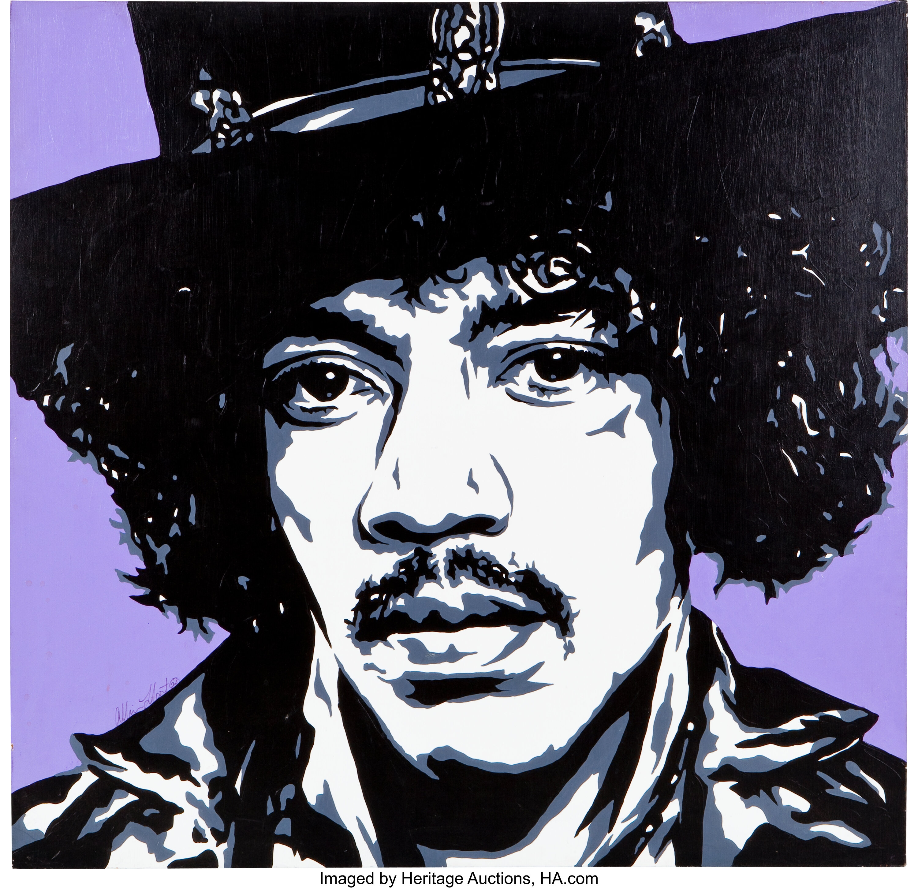 Jimi Hendrix Portrait By Allison Lefcort. Music Memorabilia 