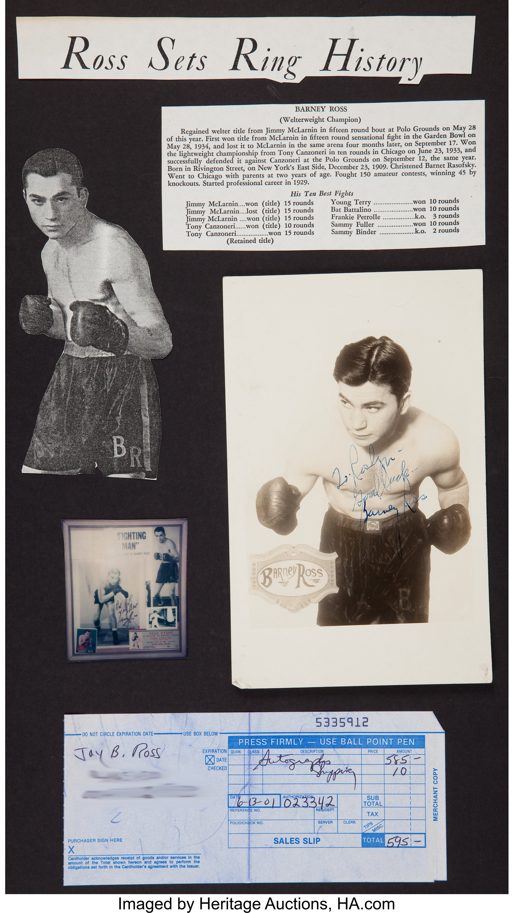 Barney Ross Signed Photograph. ... Boxing Collectibles Autographs | Lot ...