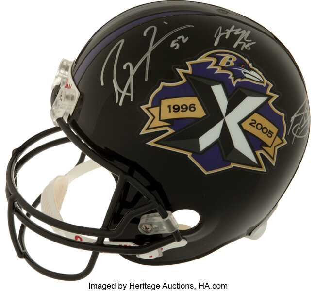 Baltimore Ravens Stars Multi Signed Helmet. Football