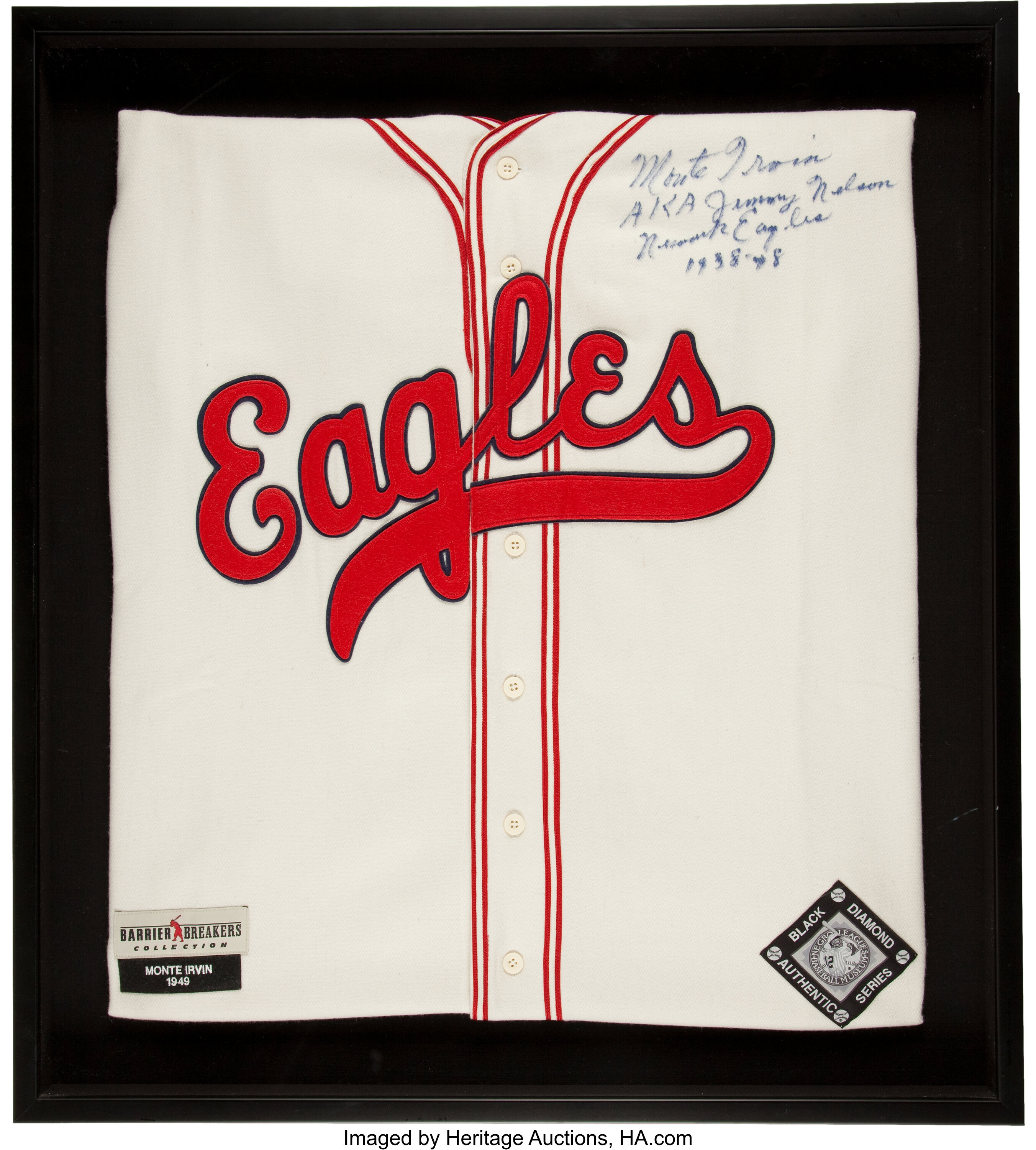 Monte Irvin AKA Jimmy Nelson Signed Newark Eagles Jersey