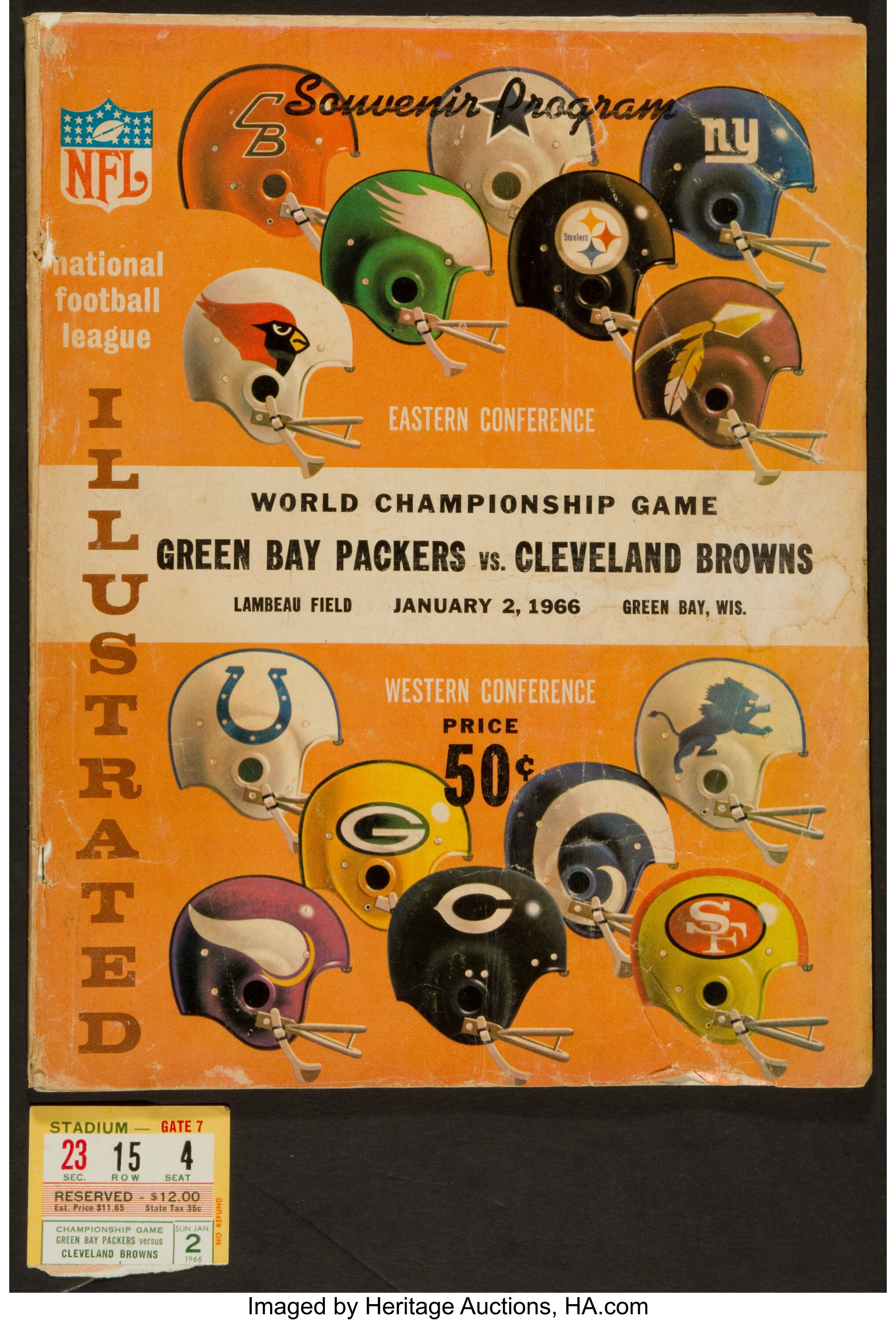 Lot Detail - 1965 Green Bay Packers Cleveland Browns NFL Championship Game  Lambeau Field Ticket Stub