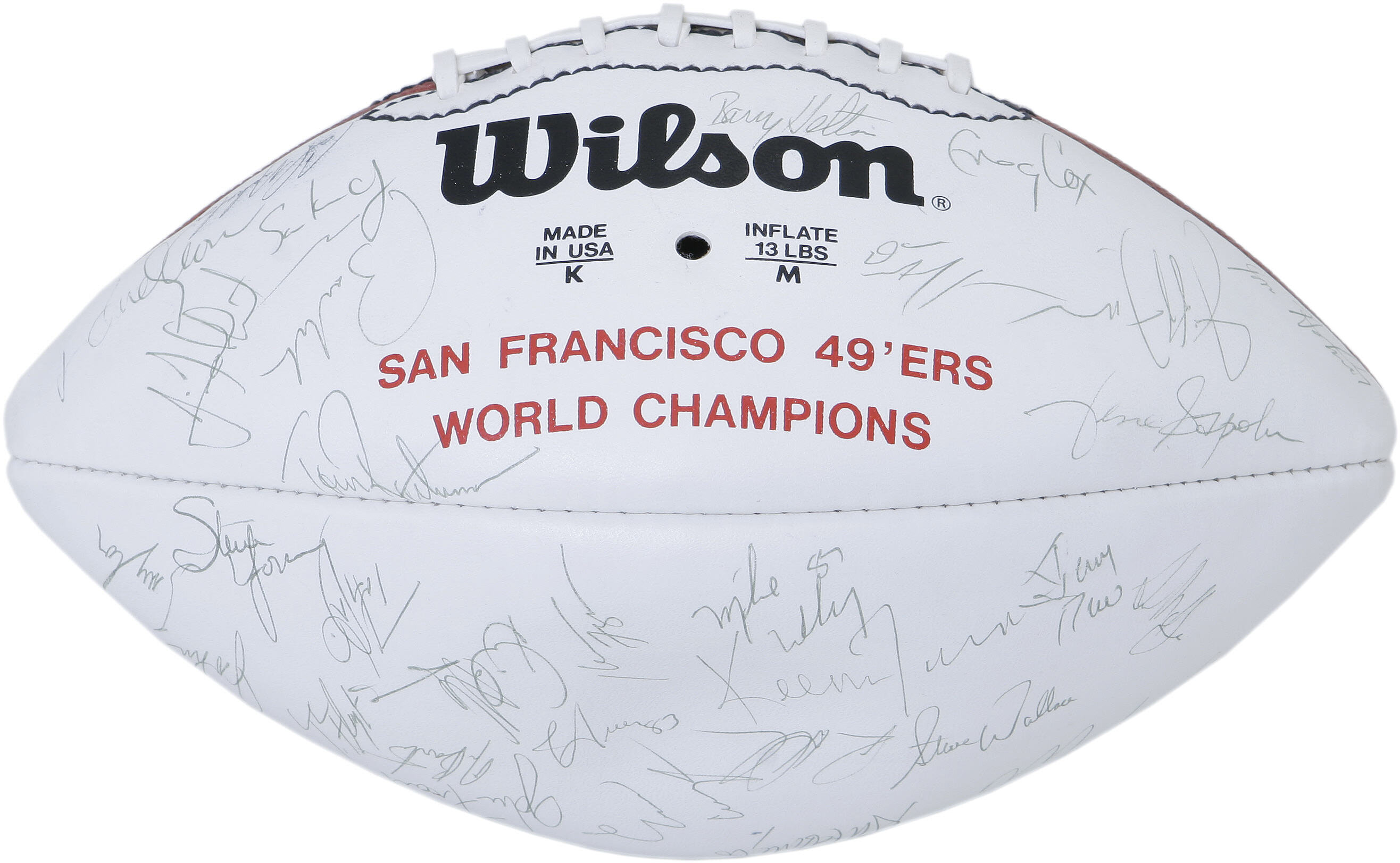 Joe Montana Steve Young and Jerry Rice San Francisco 49ers Multi-Signed  White Panel Football