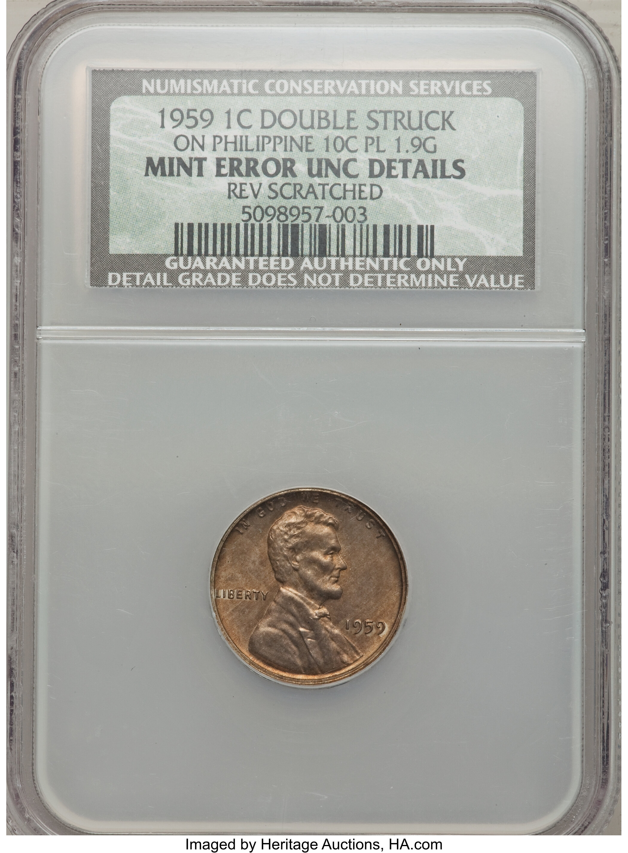 1966 1C Lincoln Cent Error Struck on Clad 10C Planchet PCGS MS63 at the  best price