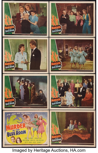 Murder In The Blue Room Universal 1944 Lobby Card Set Of