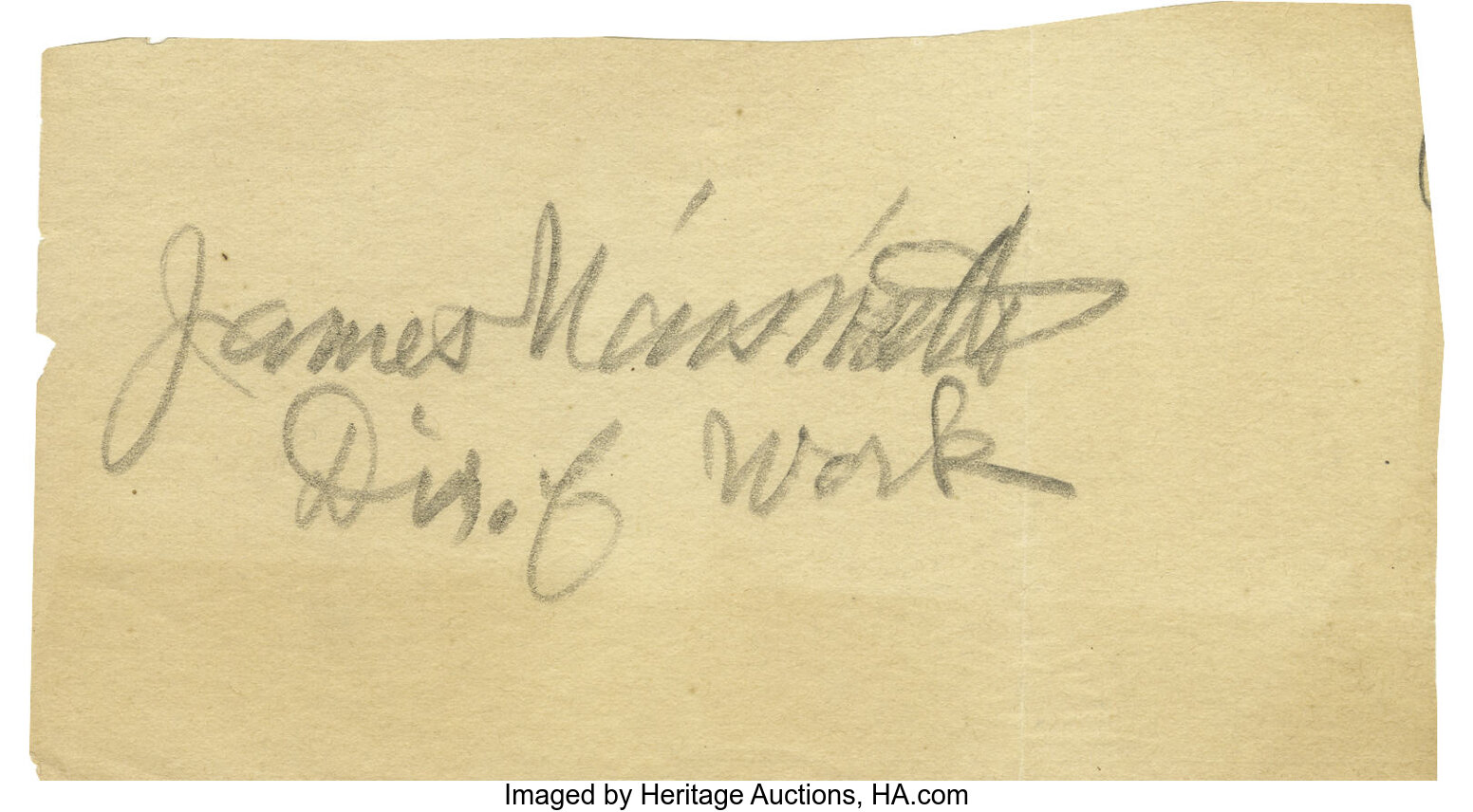 James Naismith Signed Cut Signature.. Variation: 