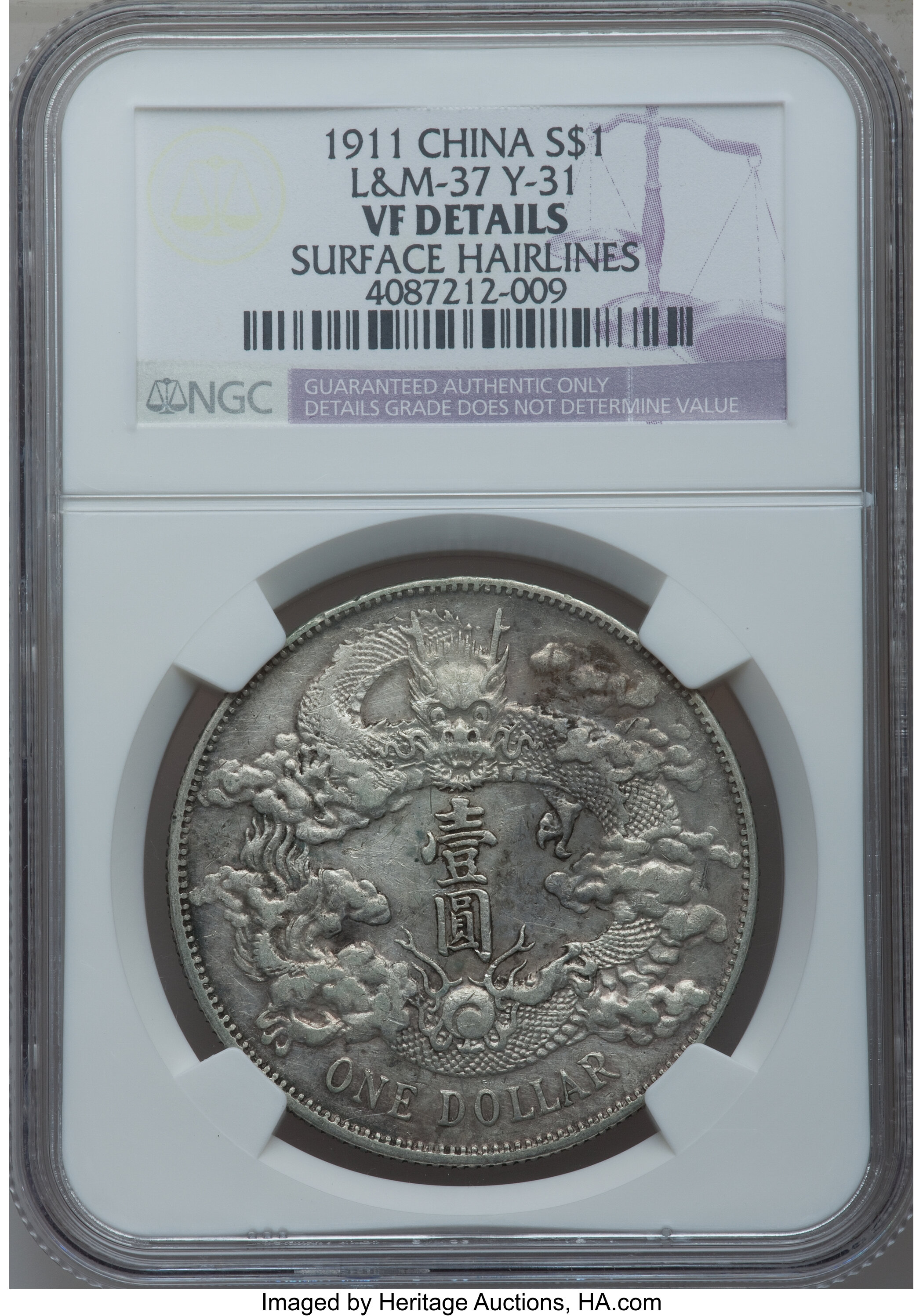 China: Empire. Dollar Year 3 (1911),... China | Lot #27561 | Heritage ...