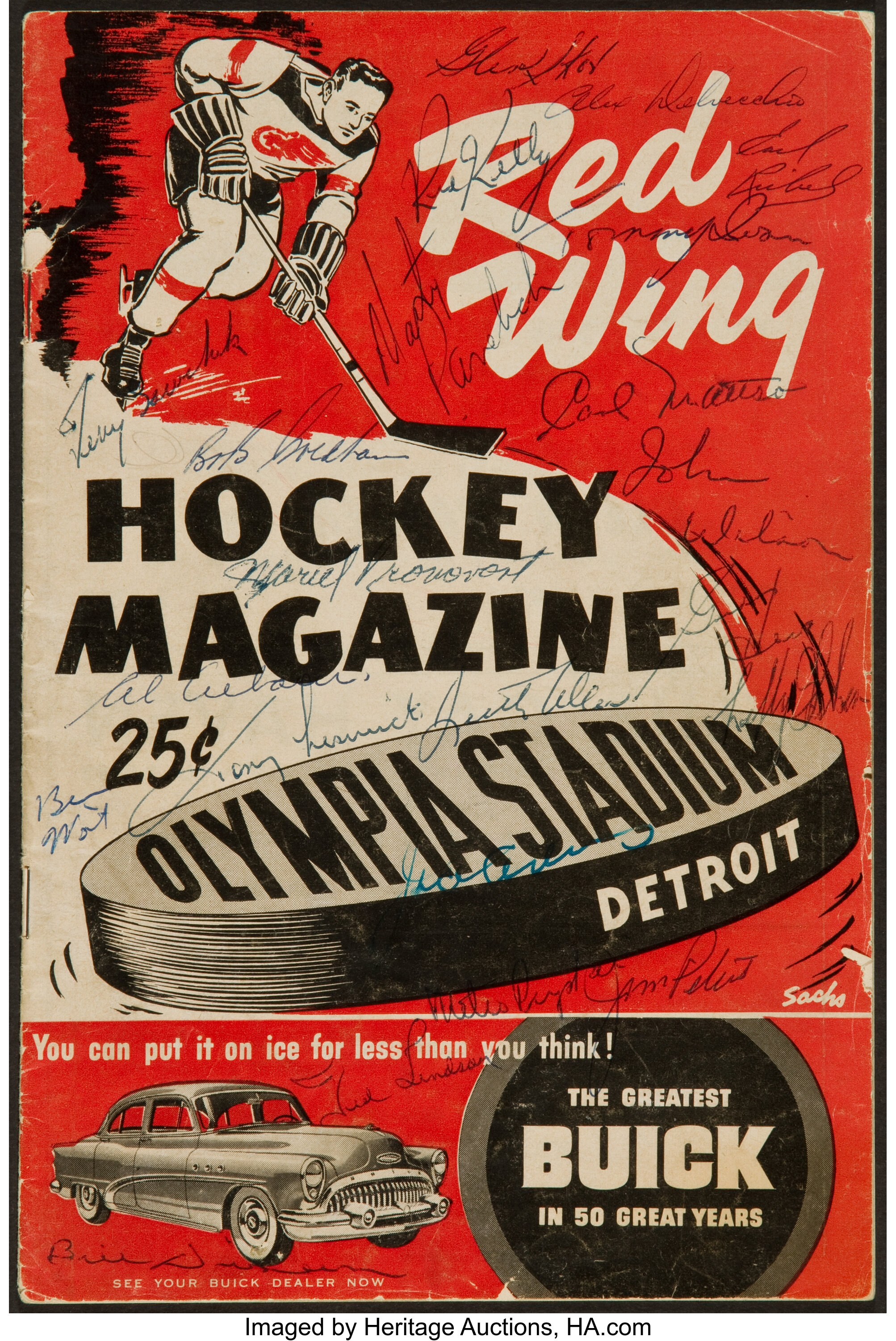 1954 Vintage Detroit Red Wings Hockey Program Cover Digital Reproduction 