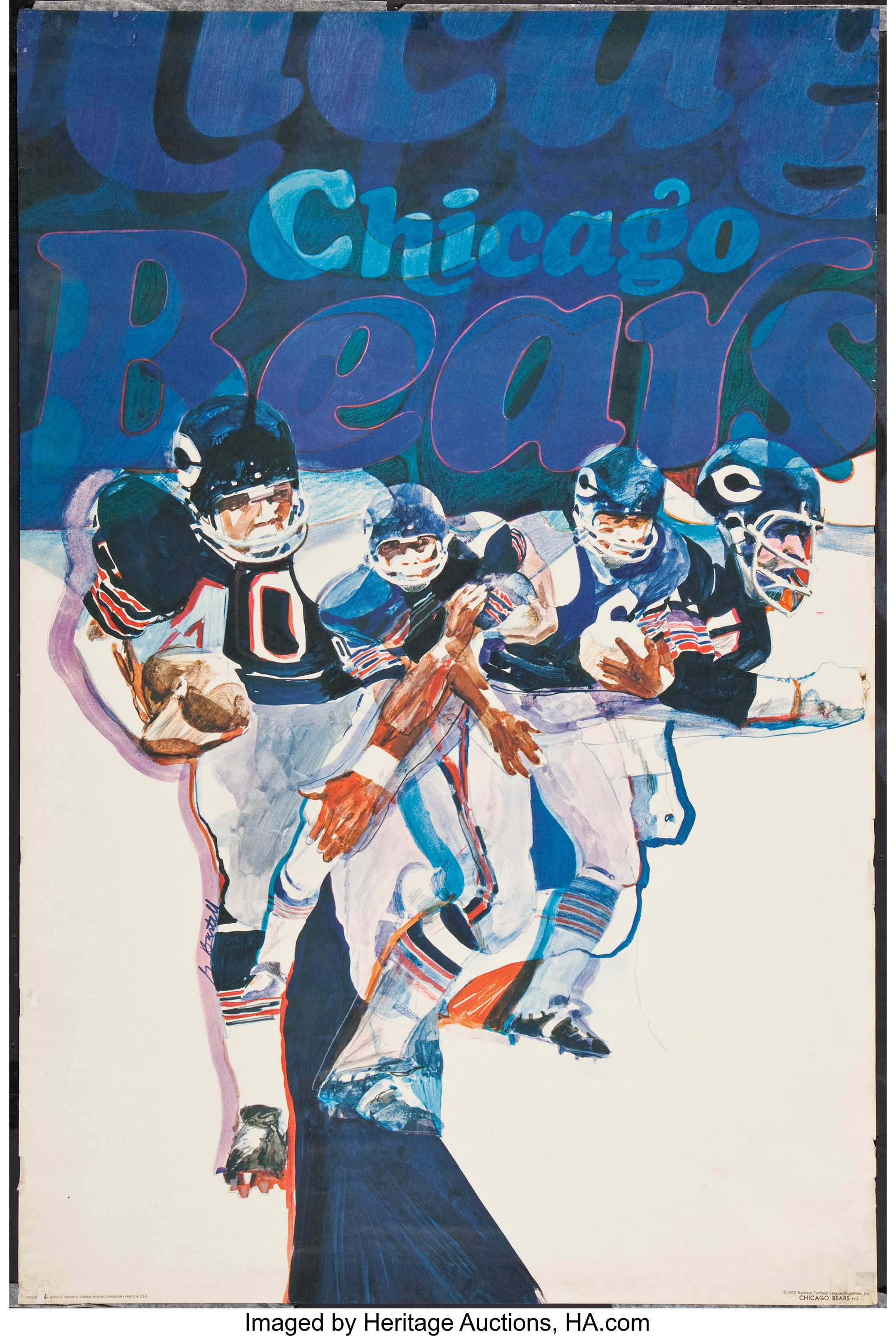 Gale Sayers Chicago Bears Football Illustrated Art Poster 