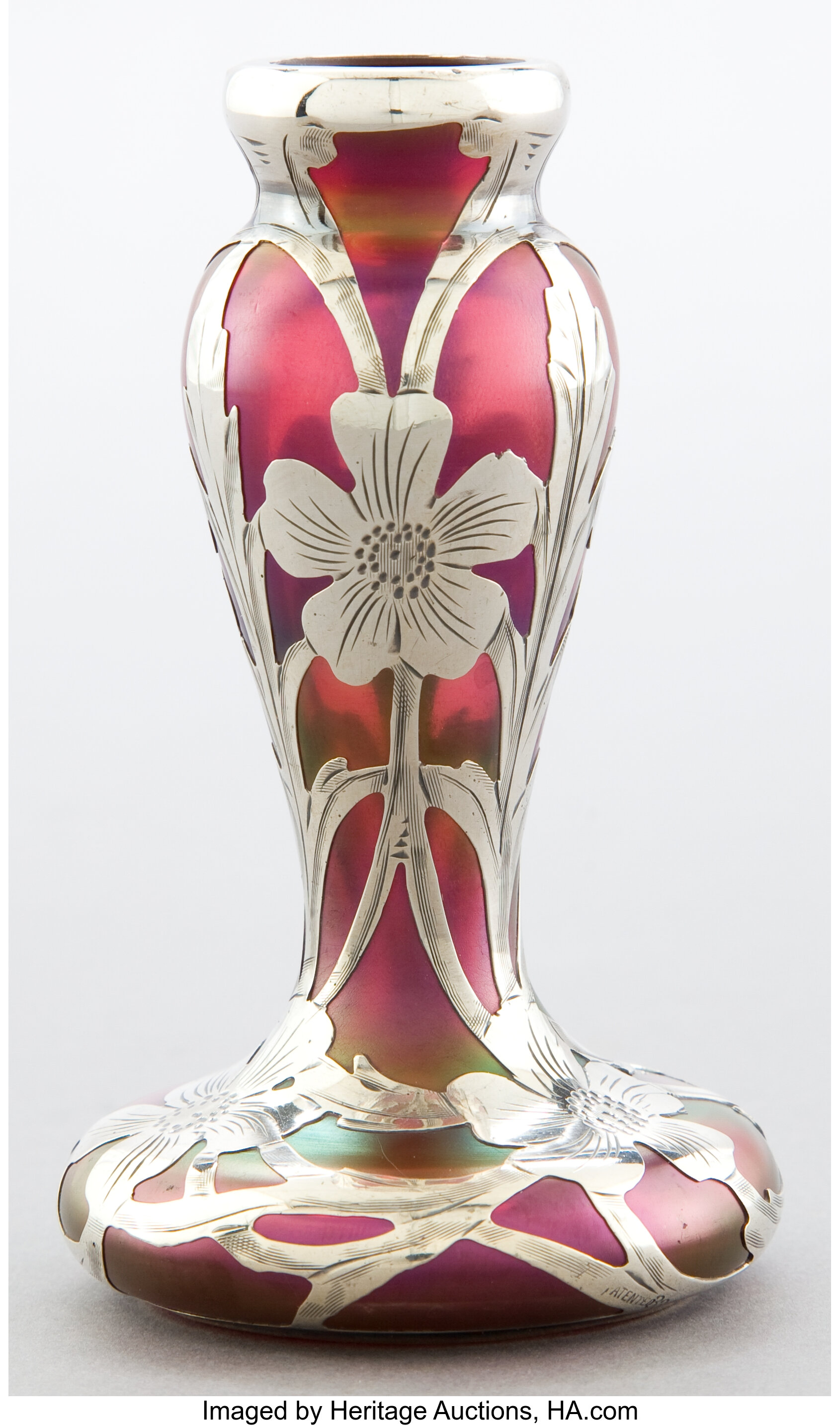 An American Glass Vase With Alvin Silver Overlay Glass Maker Lot 68068 Heritage Auctions