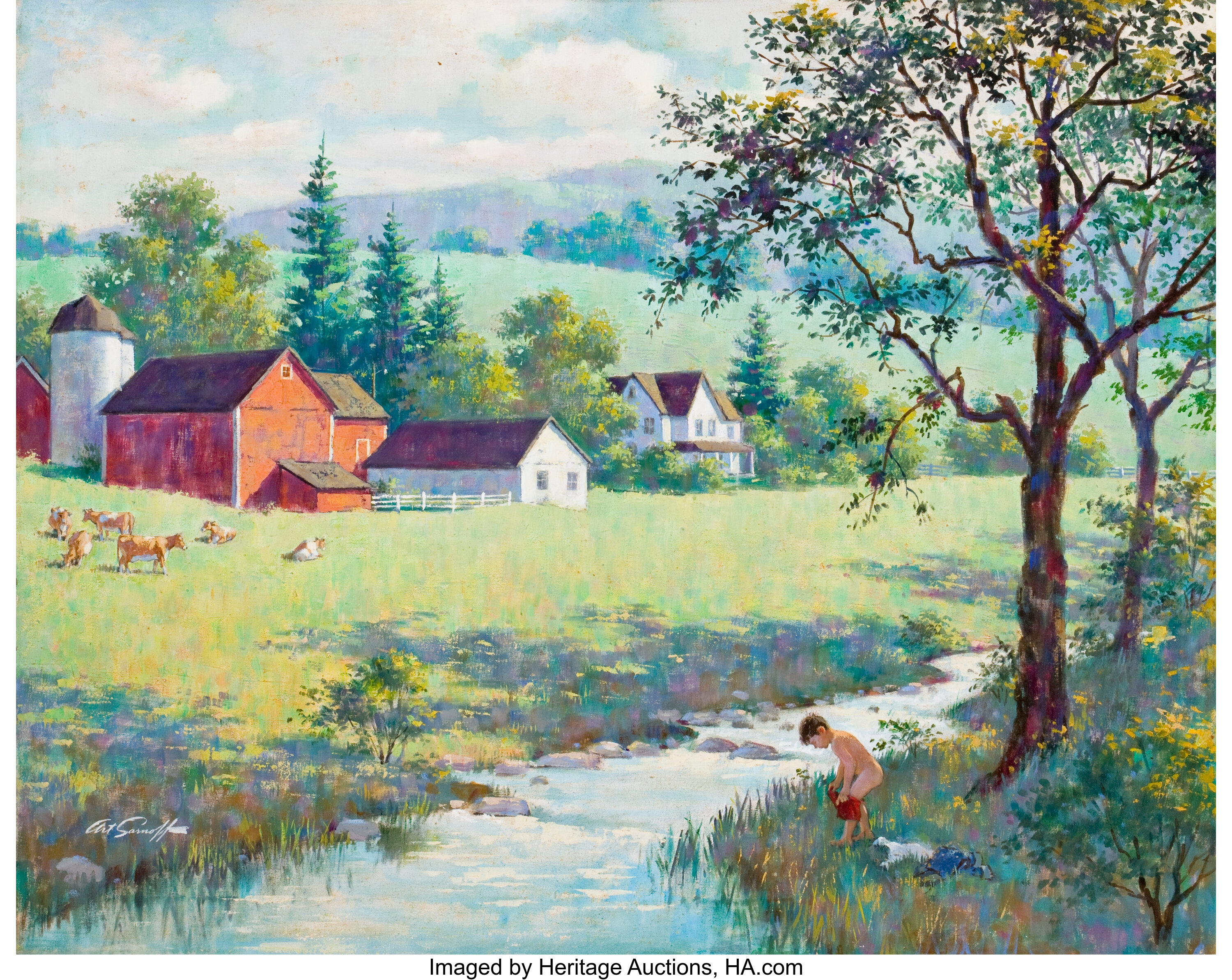 Arthur Saron Sarnoff American 1912 2000 No Swimming Hole Oil