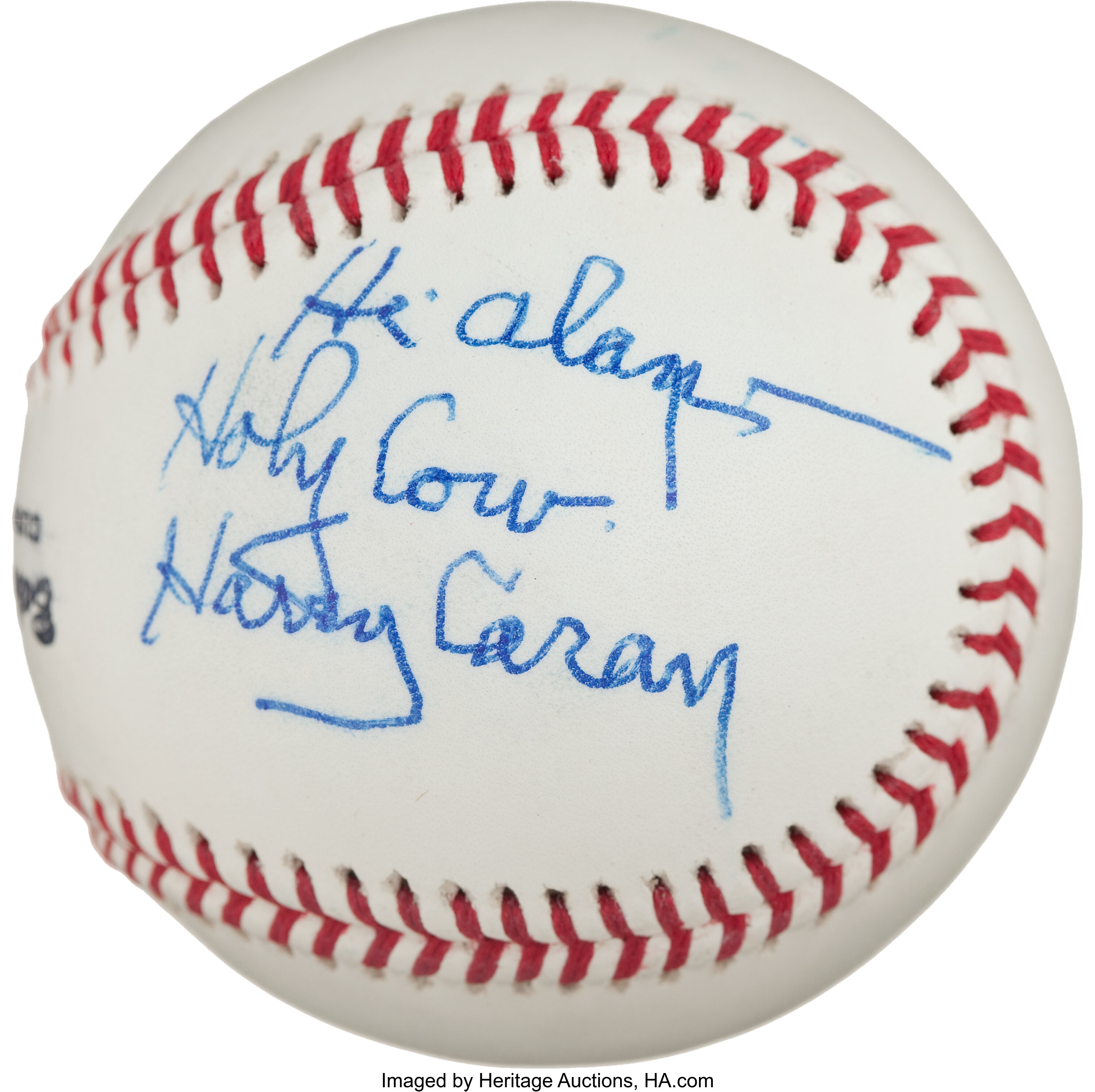 Phil Rizzuto and Harry Caray Holy Cow Multi Signed Baseball