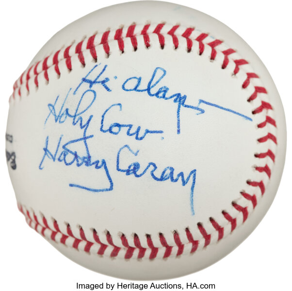 Phil Rizzuto and Harry Caray Holy Cow Multi Signed Baseball