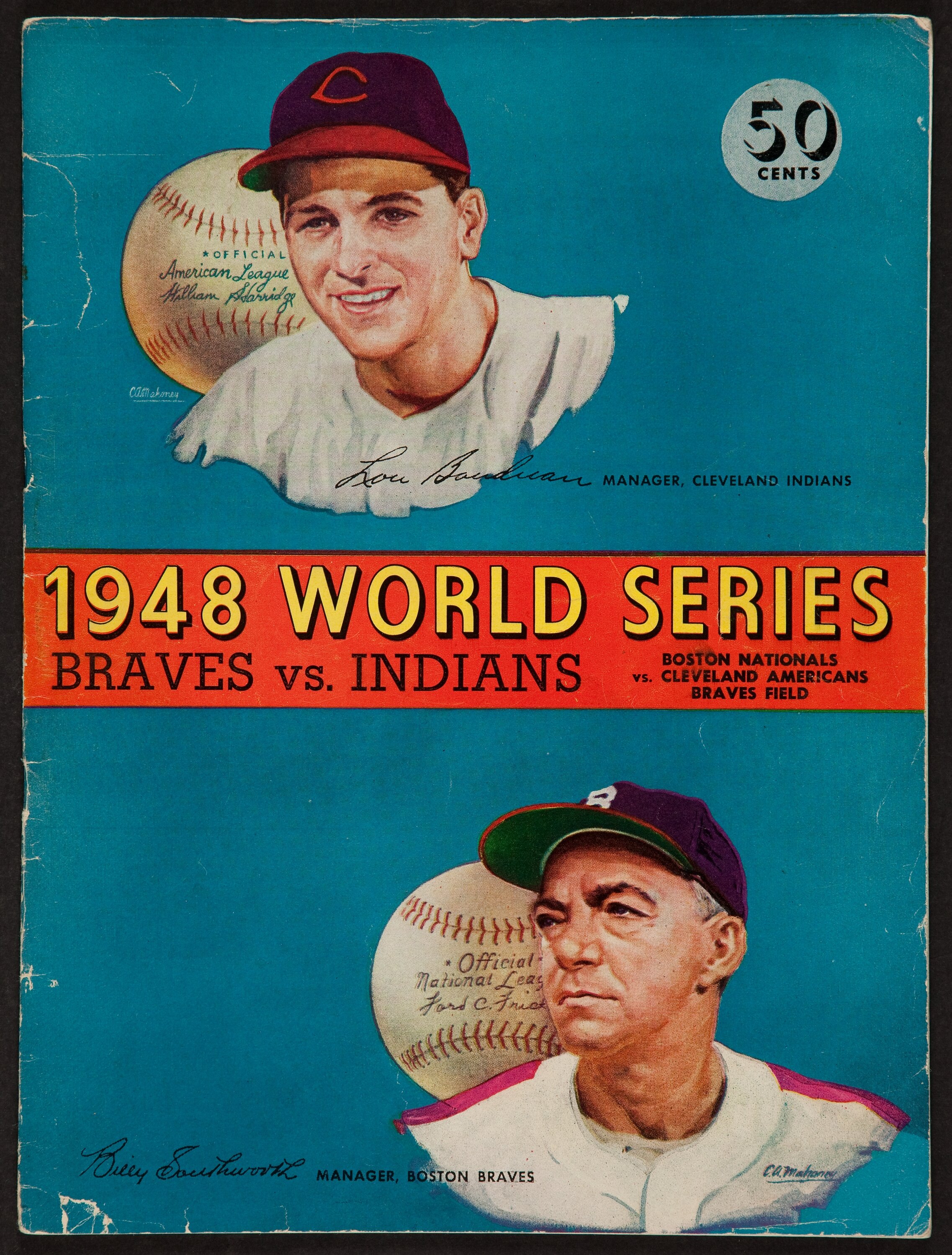 1948 World Series Program Braves Field Indians vs Boston Braves Vintage MLB  