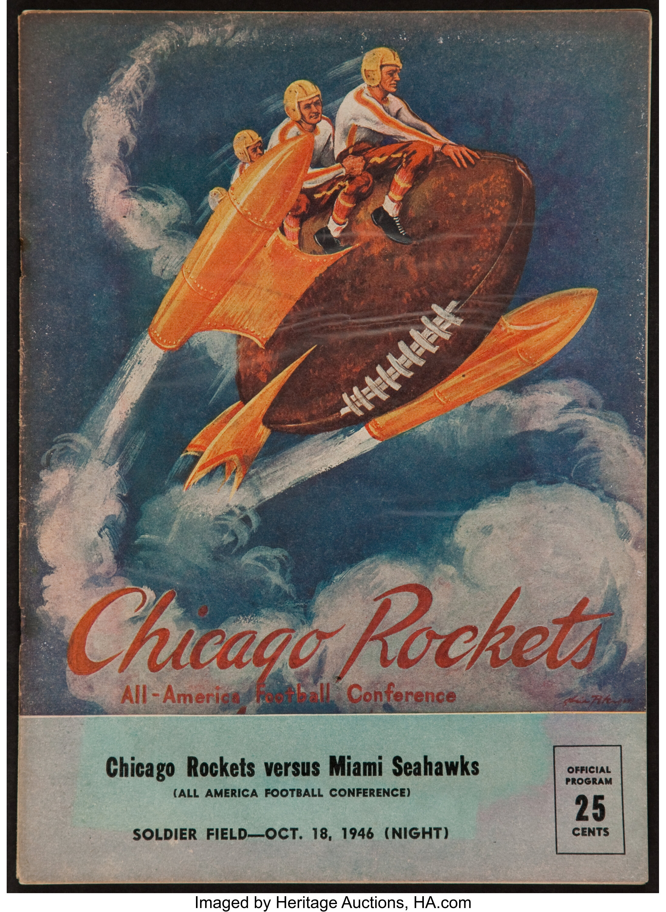 1946 Chicago Rockets Vs. Miami Seahawks Program. Football, Lot #43201