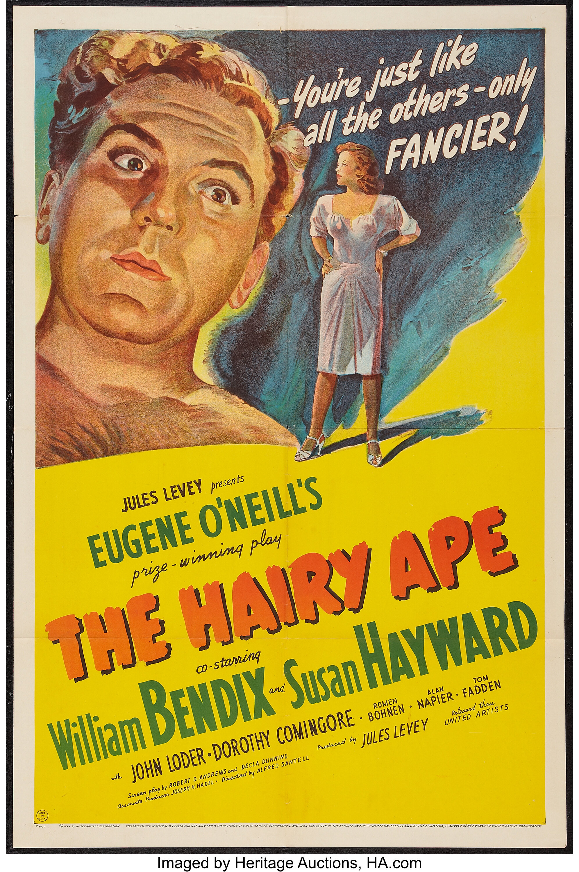 The Hairy Ape (United Artists, 1944). One Sheet (27" X 41"). Lot