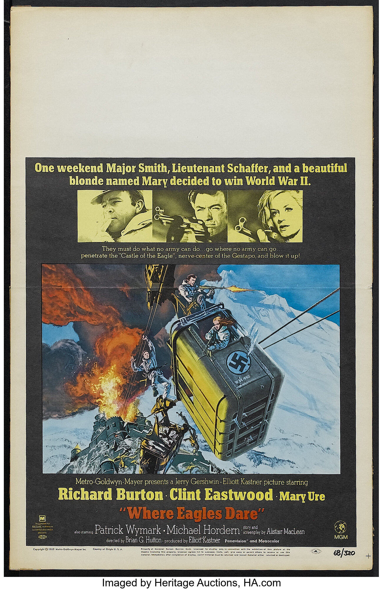 Where Eagles Dare Mgm 1968 Window Card 14 X 22 War Lot Heritage Auctions