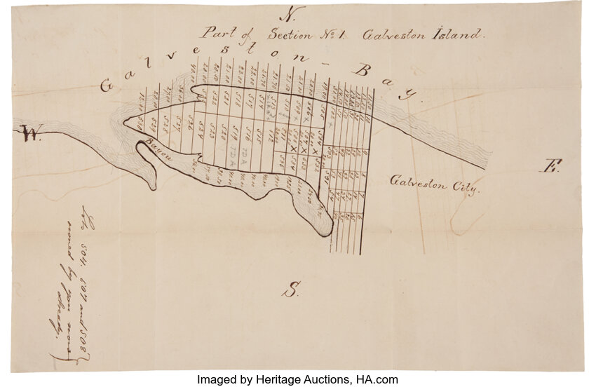 Hand Drawn Map Of Galveston With Two Additional Unrelated