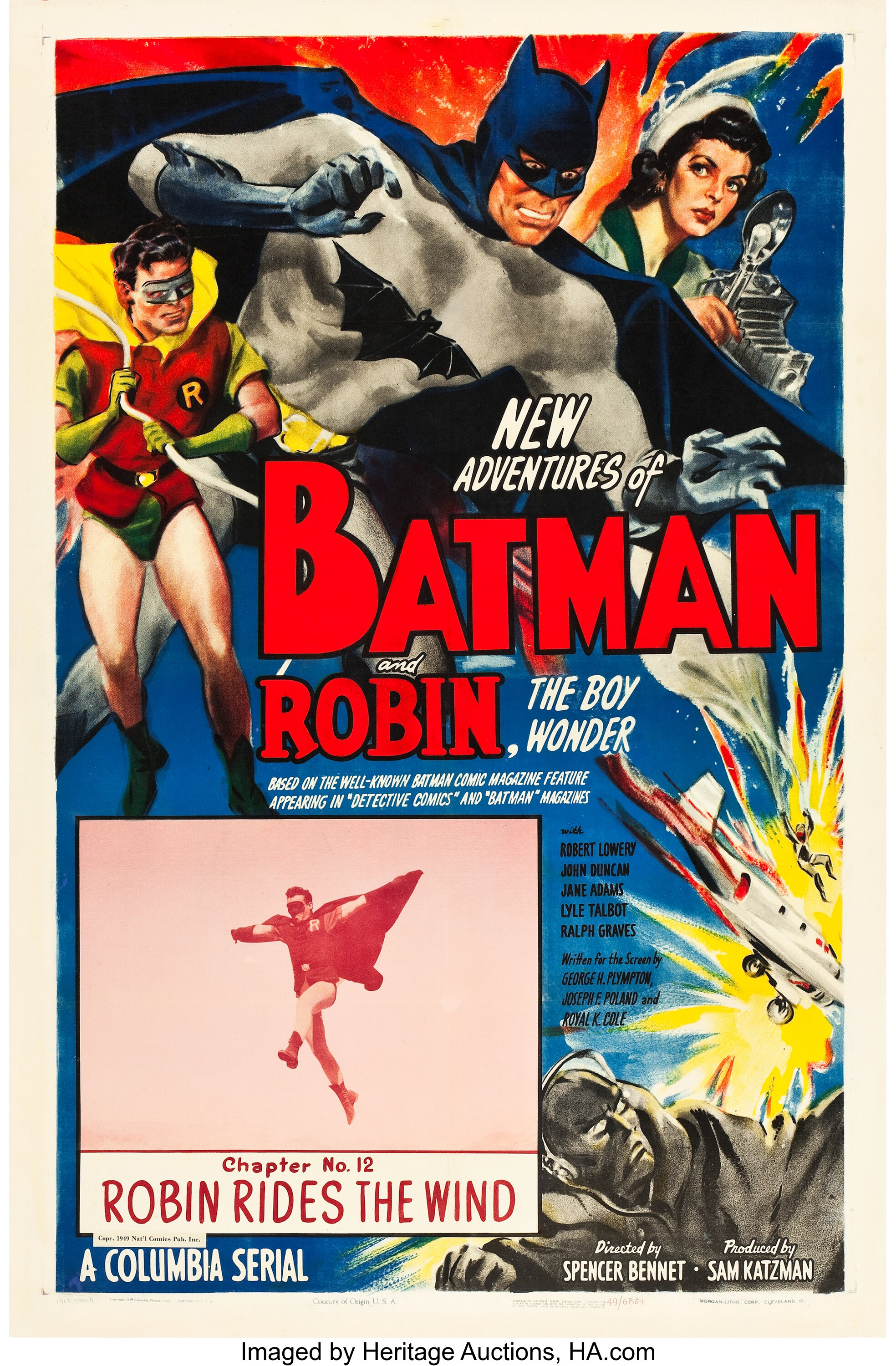 The New Adventures of Batman and Robin (Columbia, 1949). One Sheet, Lot  #83481