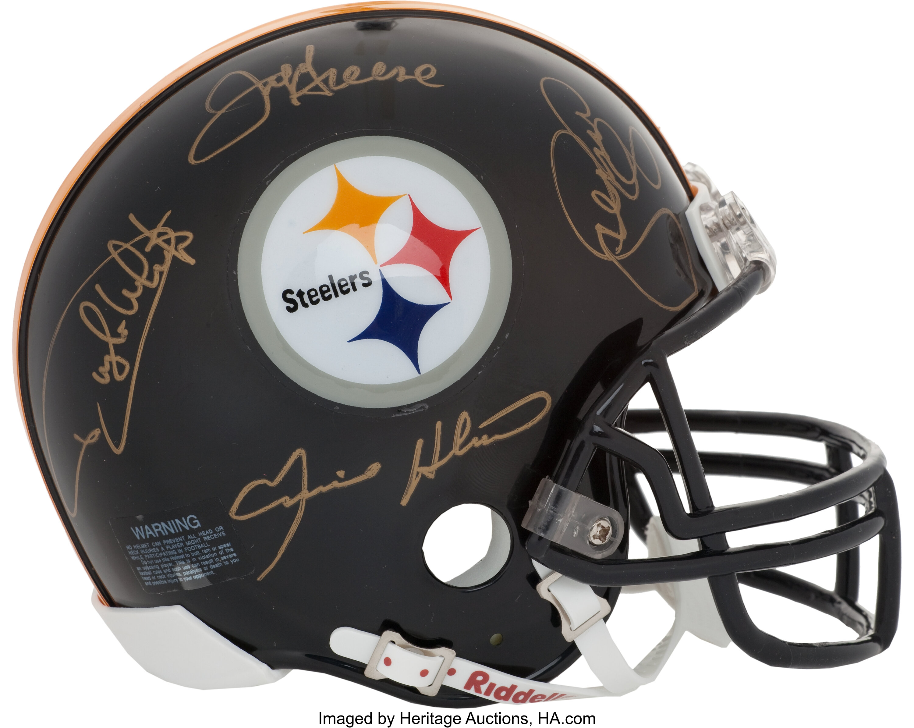 Steel Curtain Multi-Signed Pittsburgh Steelers Miniature Helmet., Lot  #41197