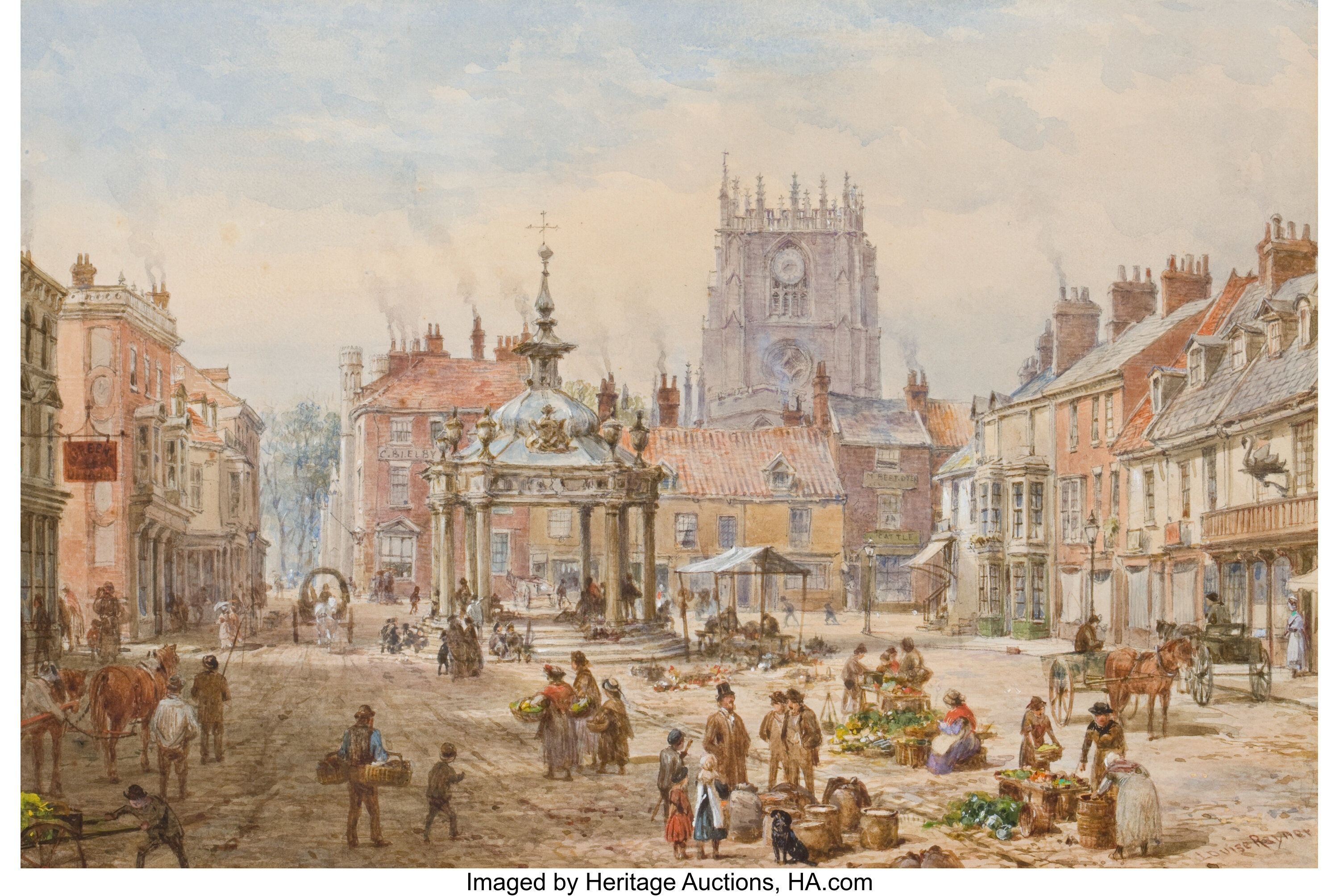 LOUISE RAYNER (British, 1829-1924). Market Cross. Watercolor on