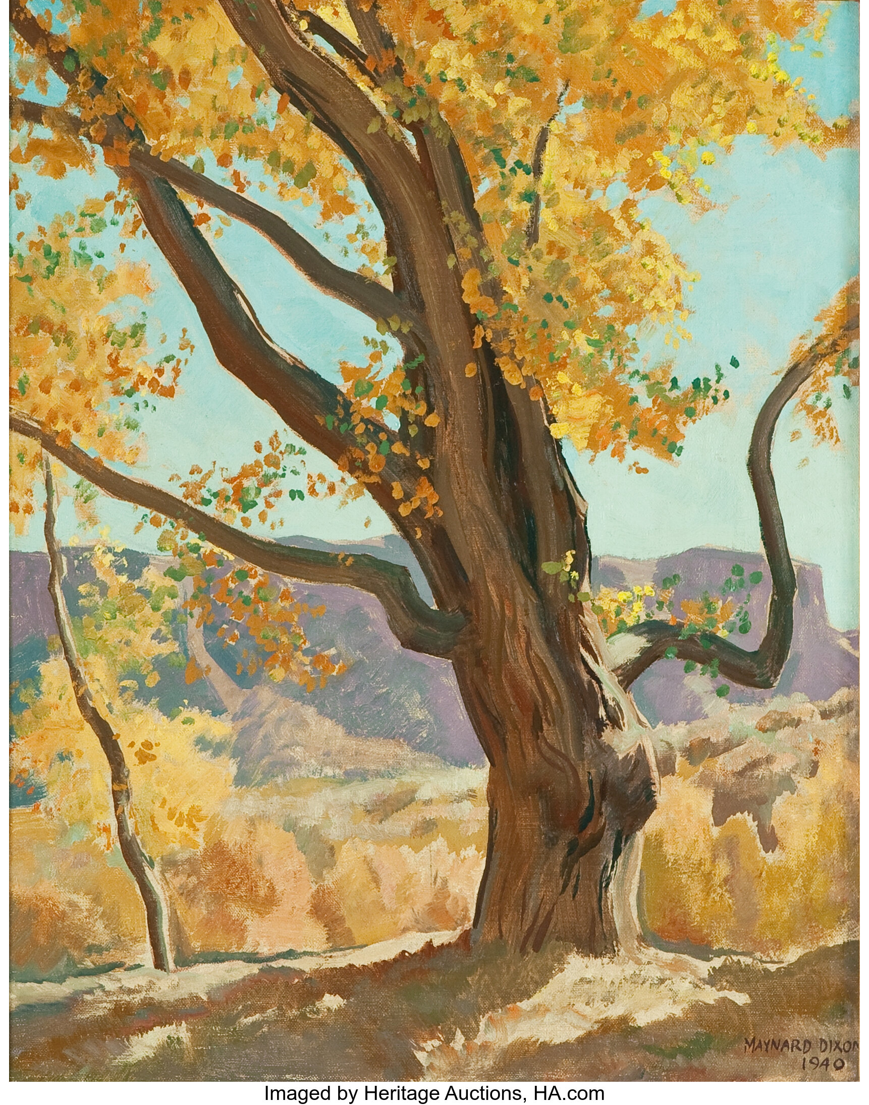 MAYNARD DIXON (American, 1875-1946). October Morning, 1940. Oil on