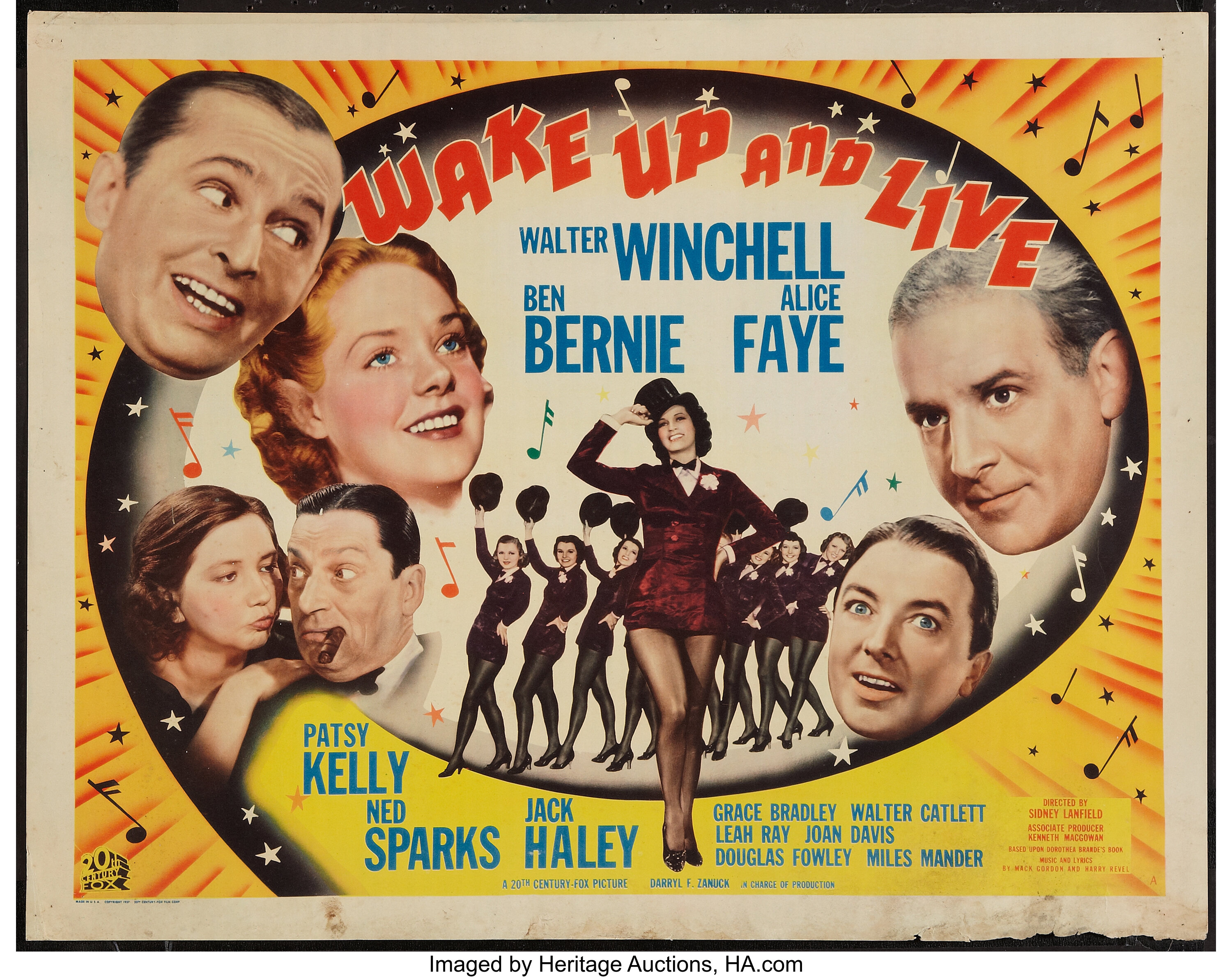 Wake Up and Live (20th Century Fox, 1937). Half Sheet (22