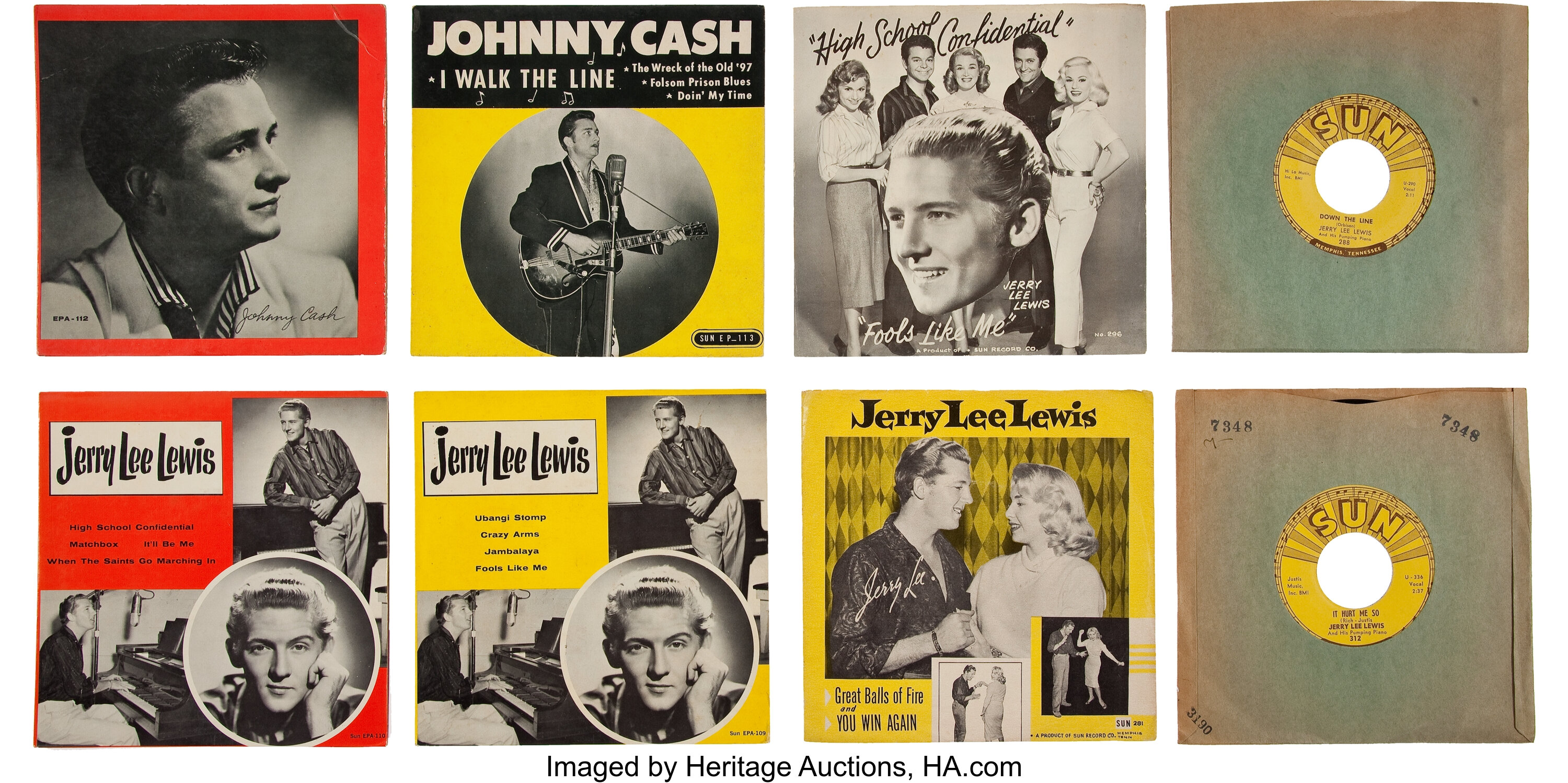 Jerry Lee Lewis And Johnny Cash 45 Picture Sleeve And Ep Group Lot 46304 Heritage Auctions entertainment memorabilia heritage auctions