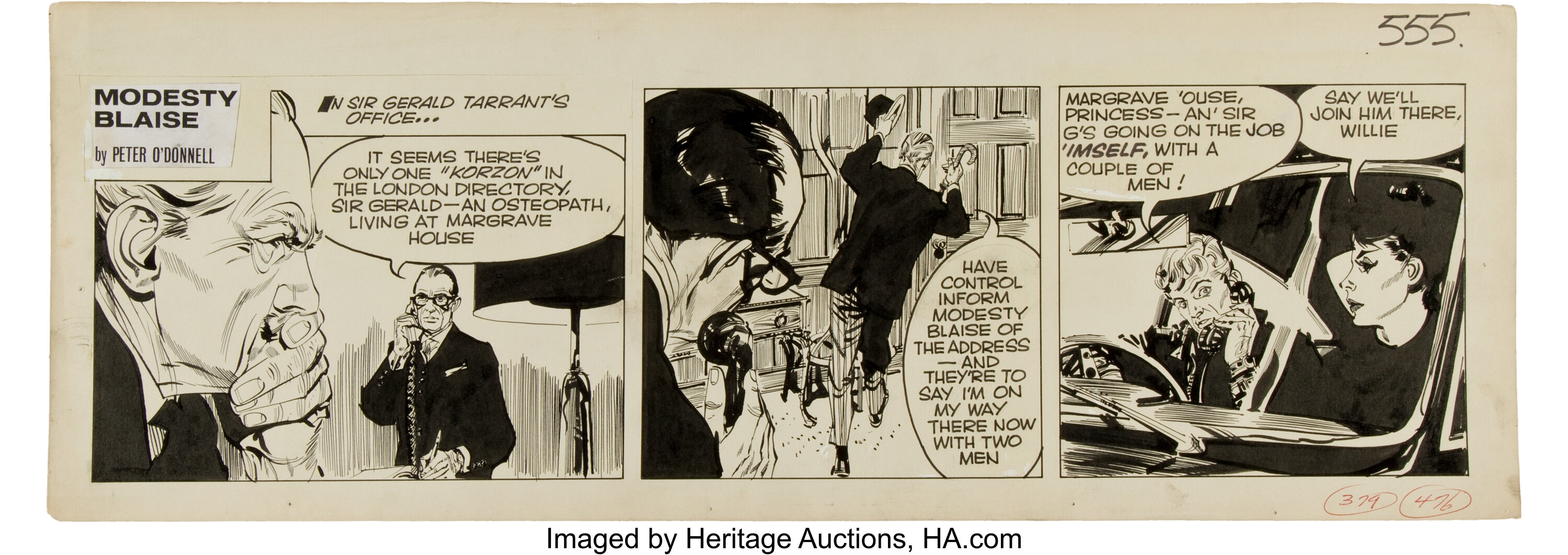 Jim holdaway modesty blaise daily comic strip 555 original art lot