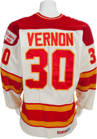 MIKE VERNON Calgary Flames 1980's CCM Vintage Throwback Away NHL