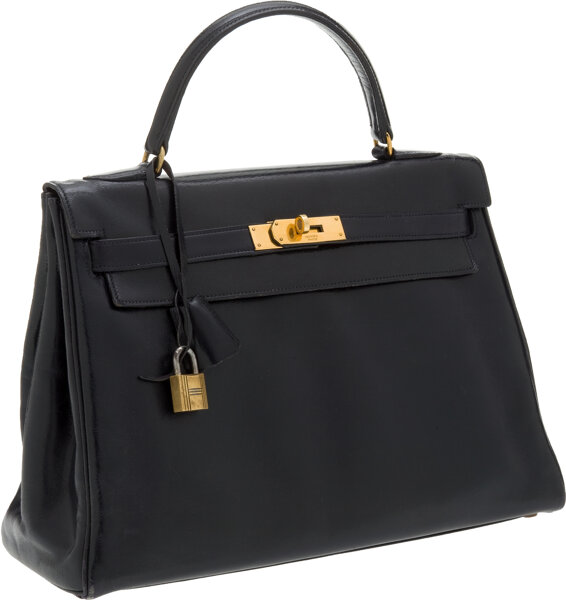 Heritage Vintage: Hermes 32cm Black Box Calf Leather Kelly Bag