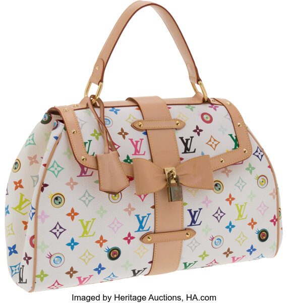 A LIMITED EDITION WHITE MONOGRAM MULTICOLOR EYE LOVE YOU BAG WITH GOLD  HARDWARE BY TAKASHI MURAKAMI, LOUIS VUITTON, 2003