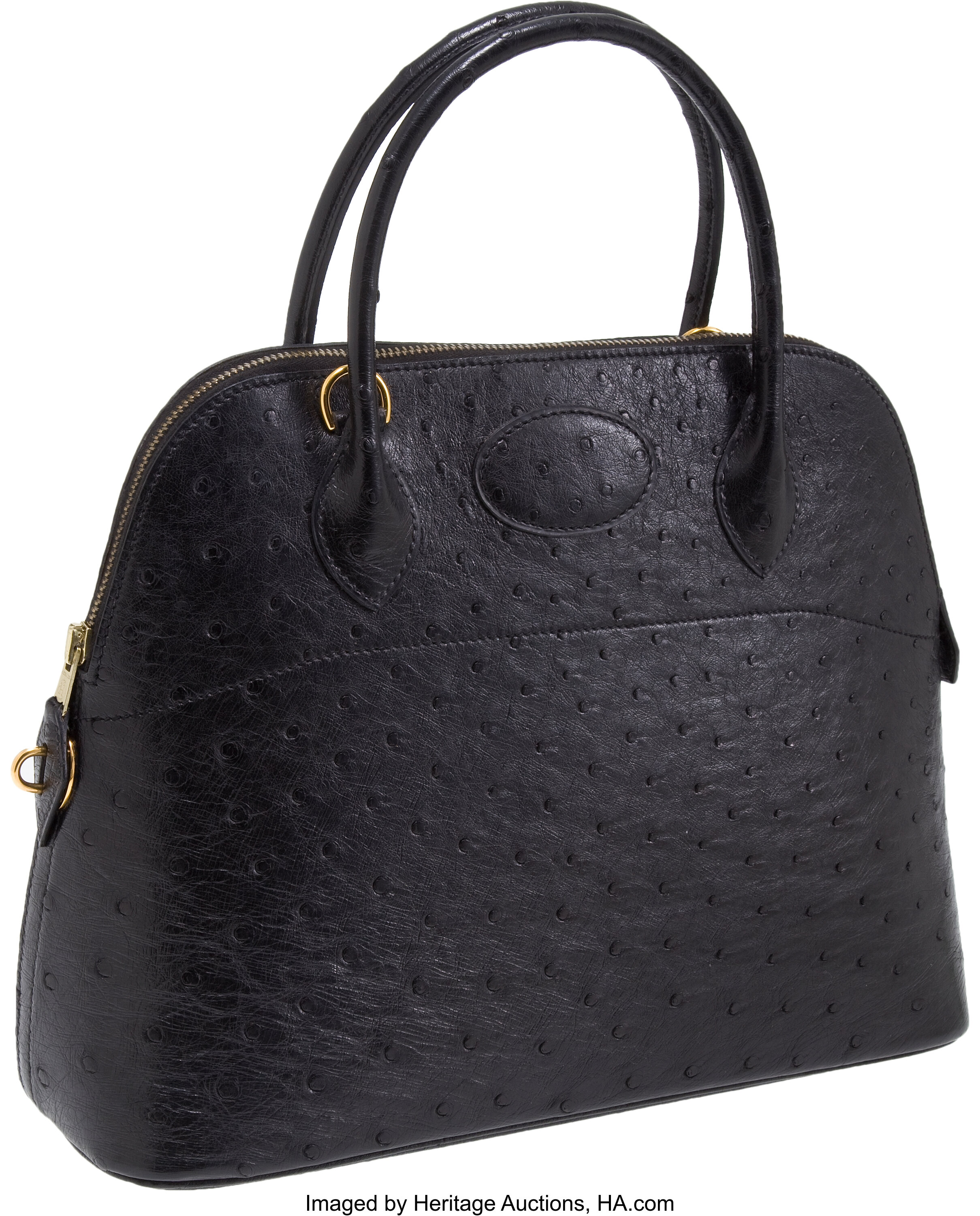 Sold at Auction: HERMES - Bolide Ostrich Leather Bag